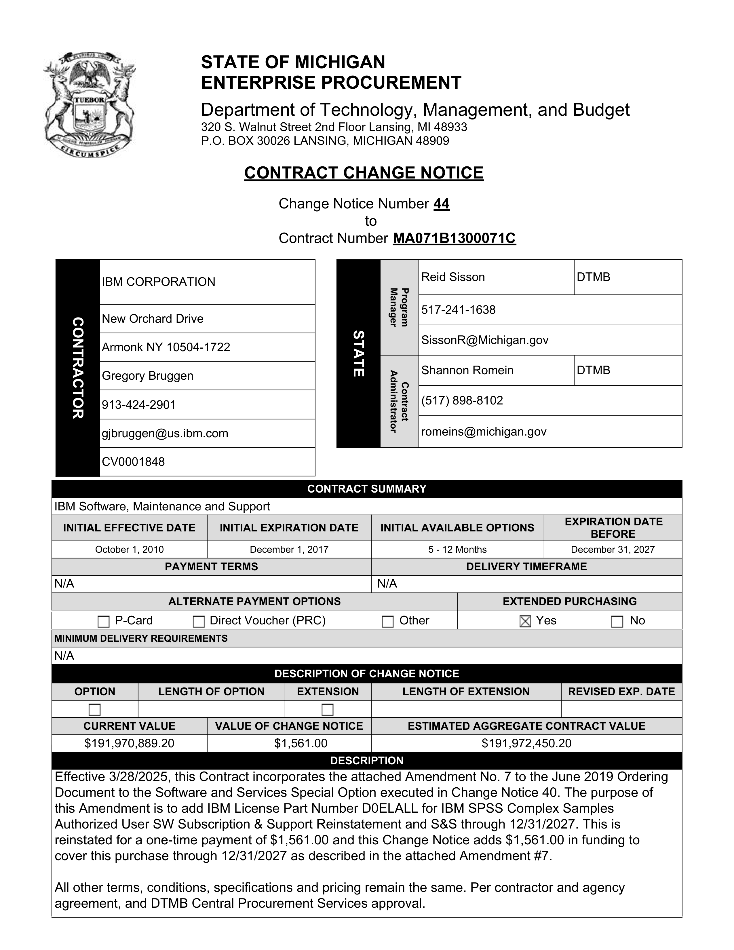IBM Contract Change — page 44