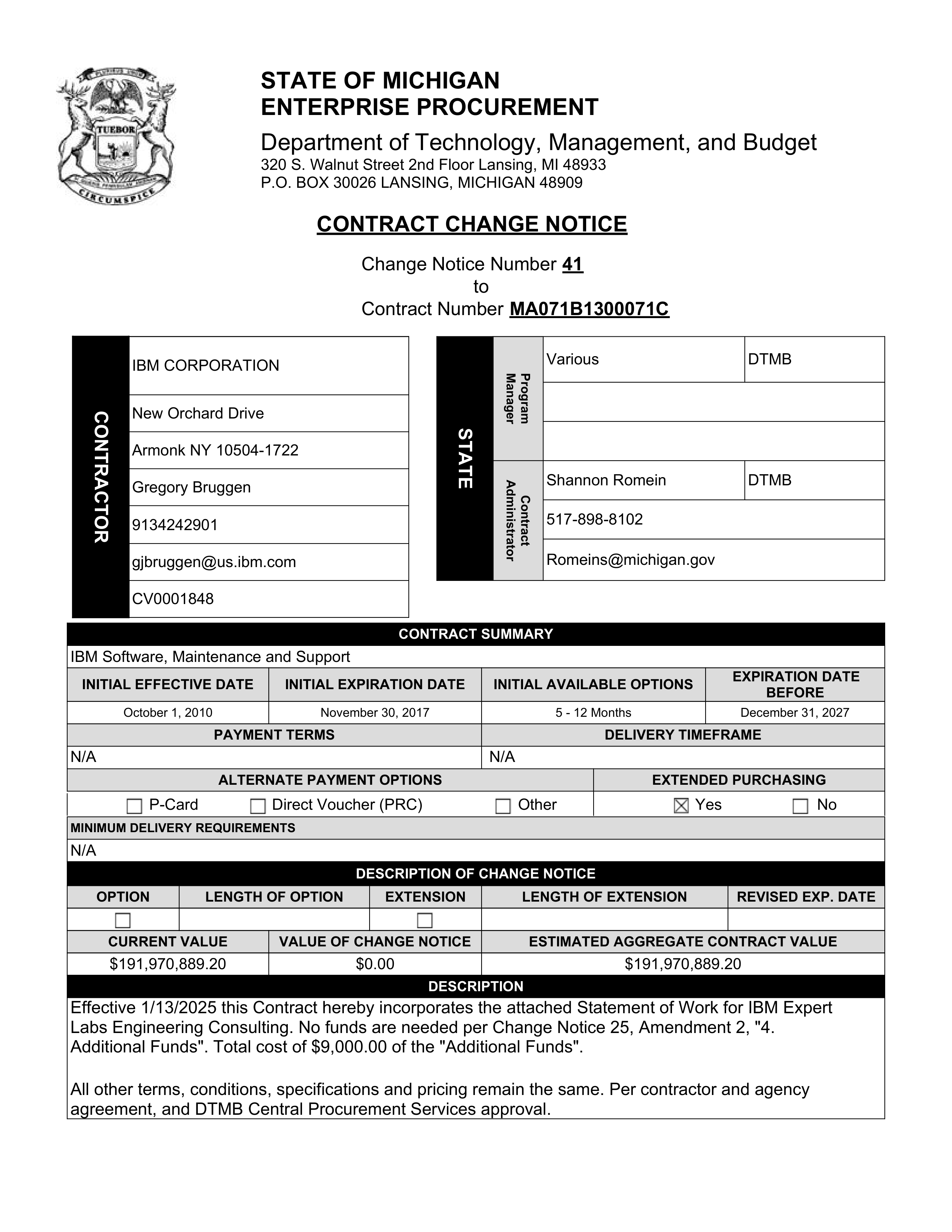 IBM Contract Change — page 61