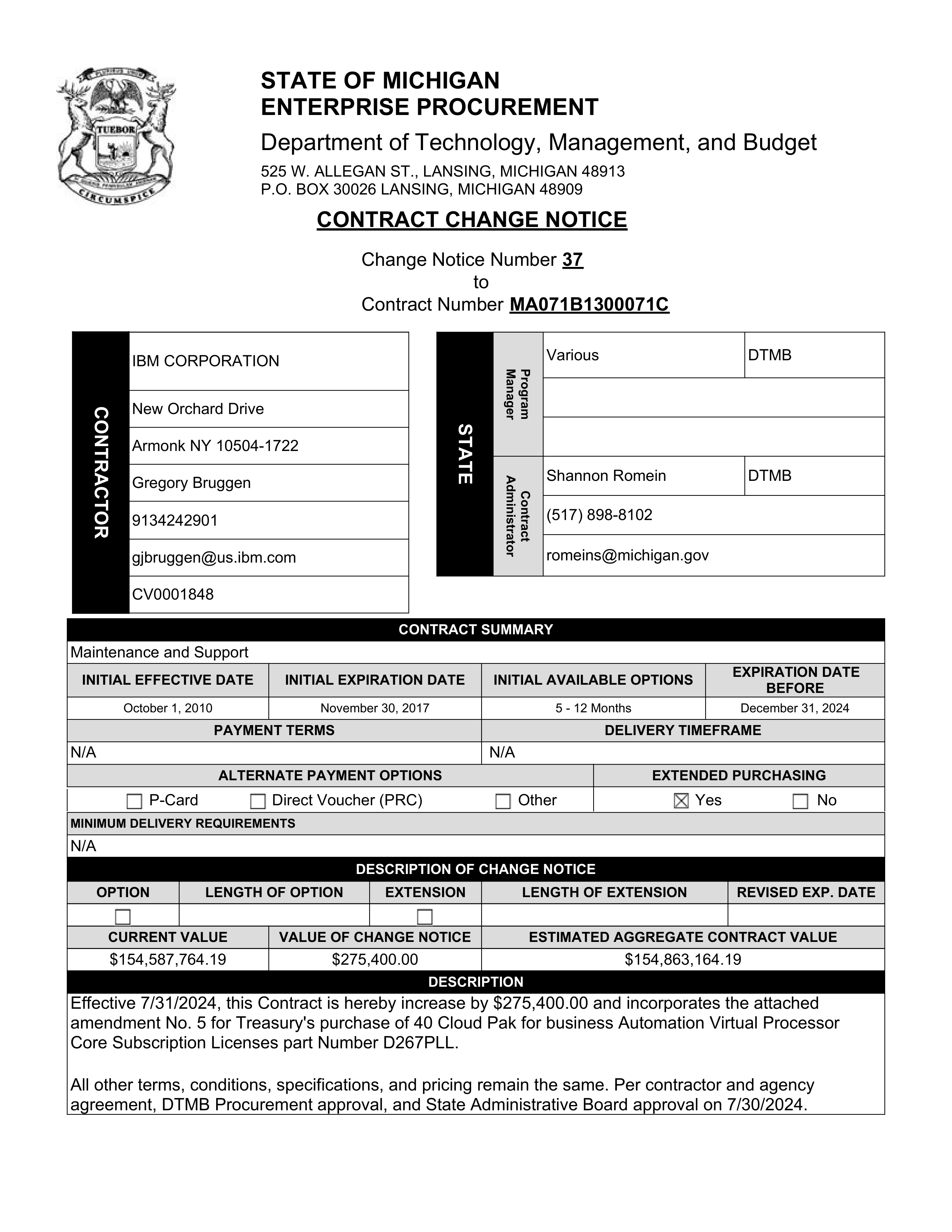 IBM Contract Change — page 97