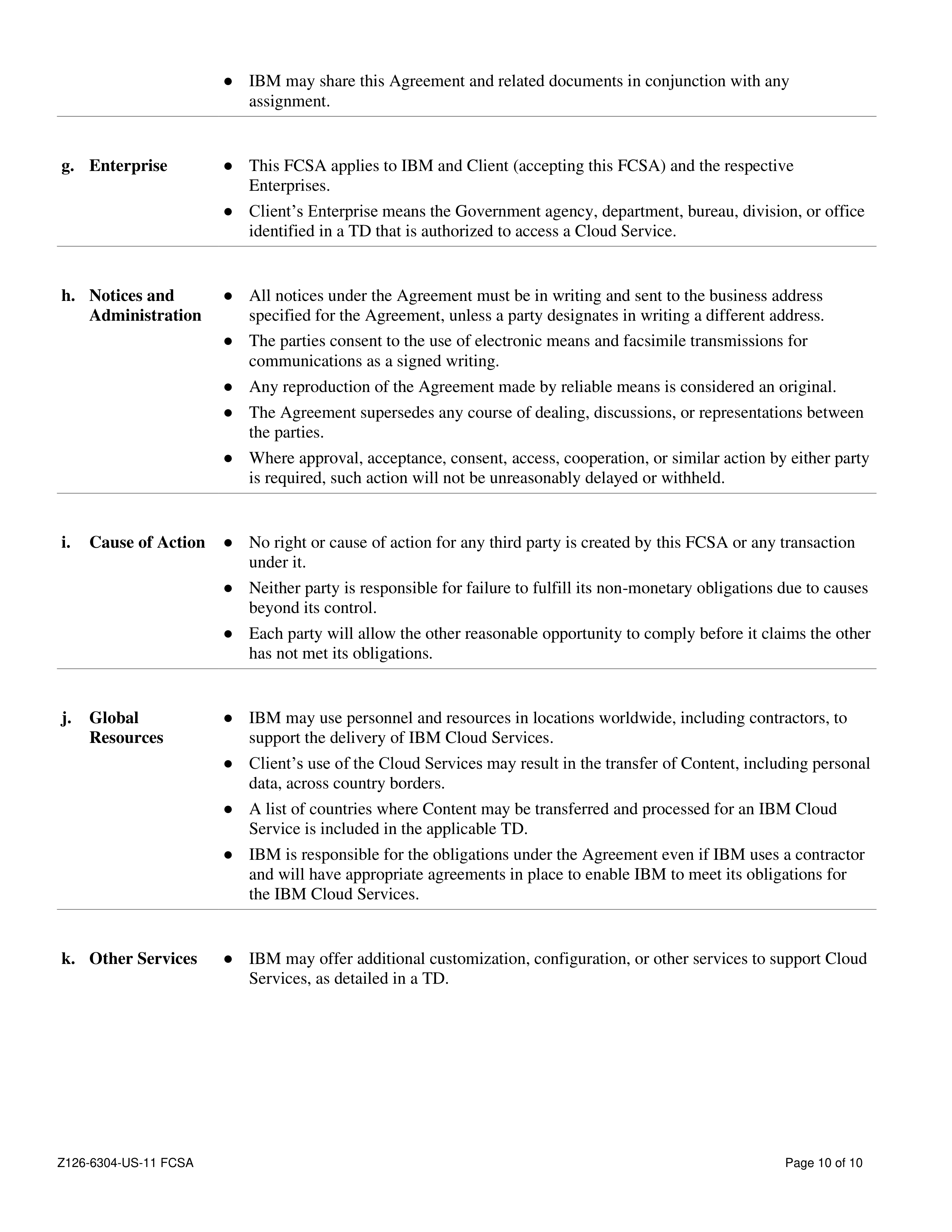 IBM Federal Cloud Services Agreement — page 10