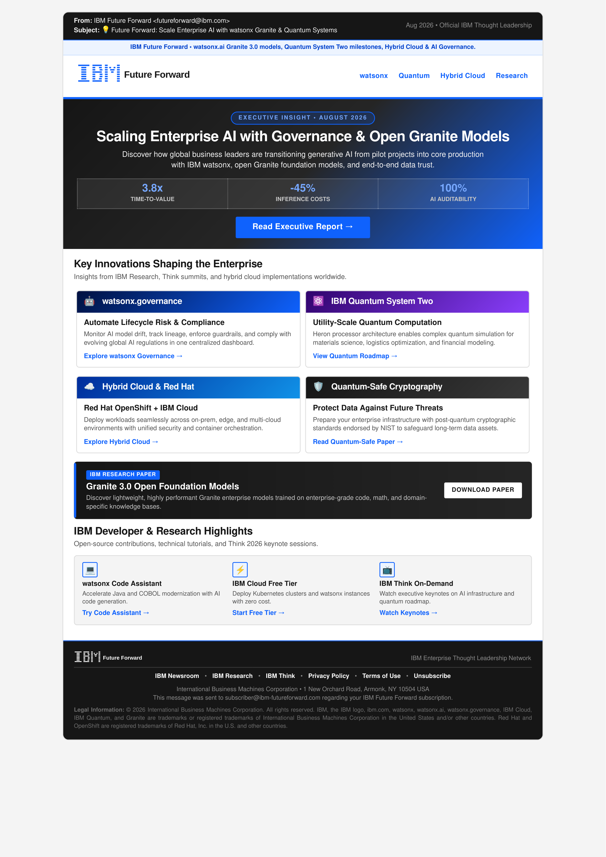 IBM Future Forward Email Newsletter — page 1