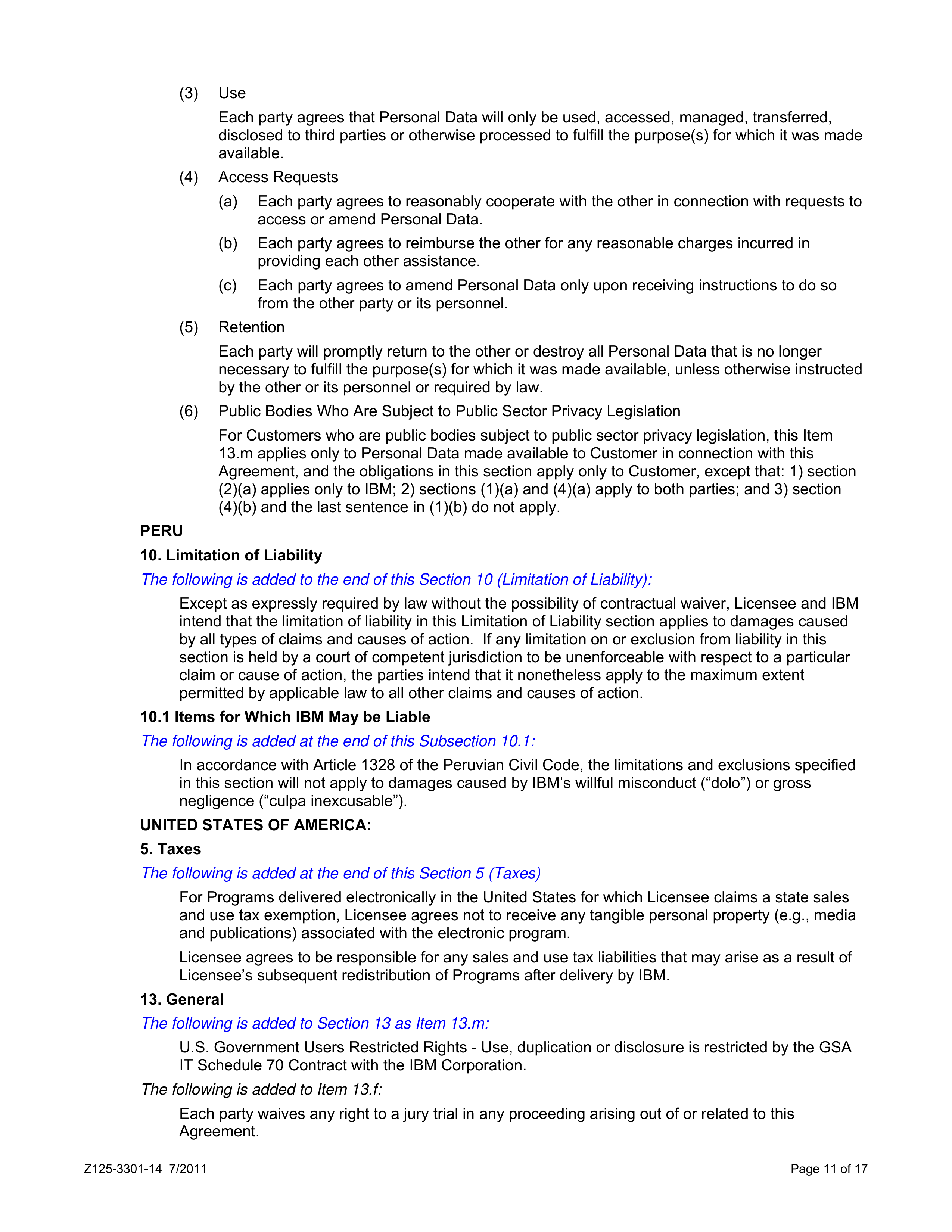 IBM International Program License Agreement — page 11