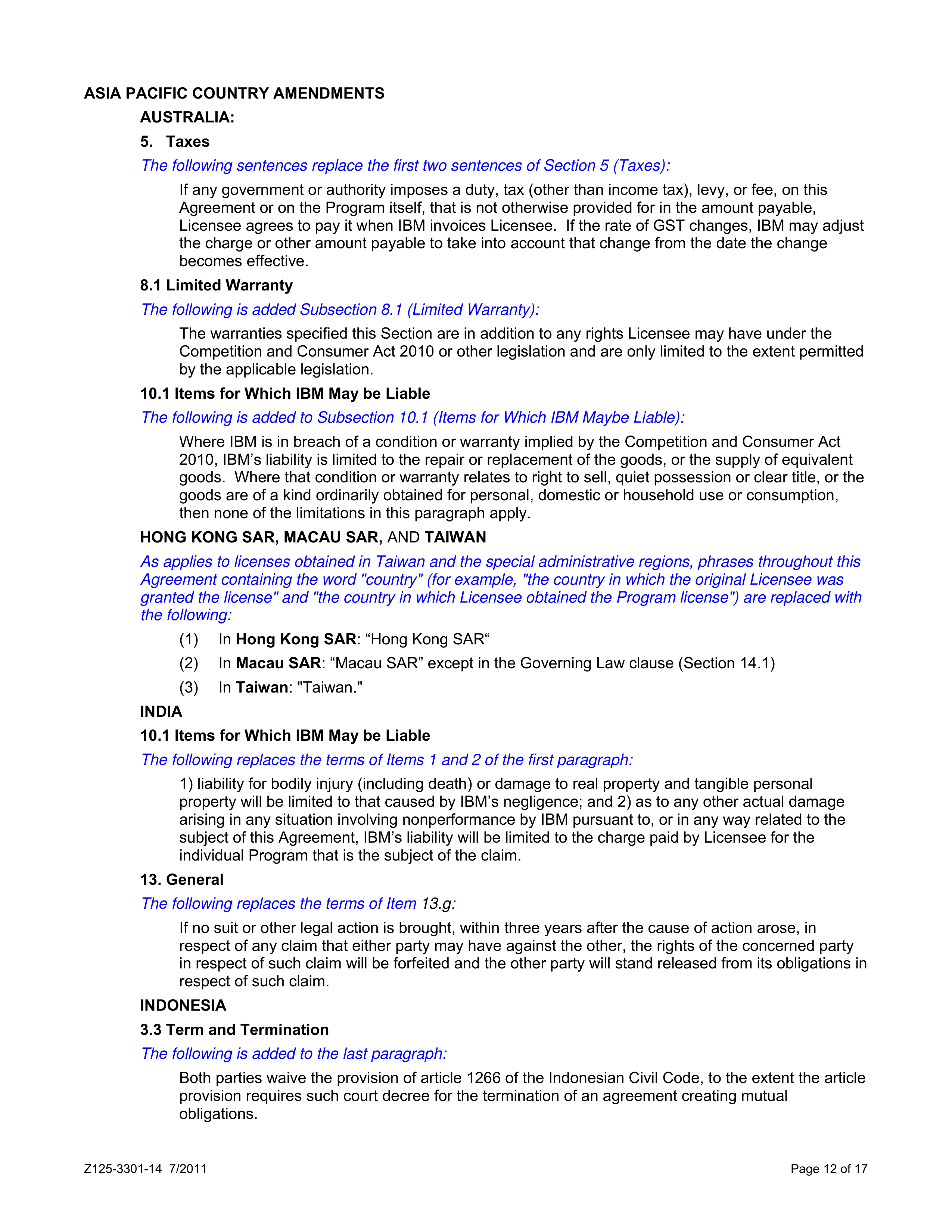 IBM International Program License Agreement — page 12