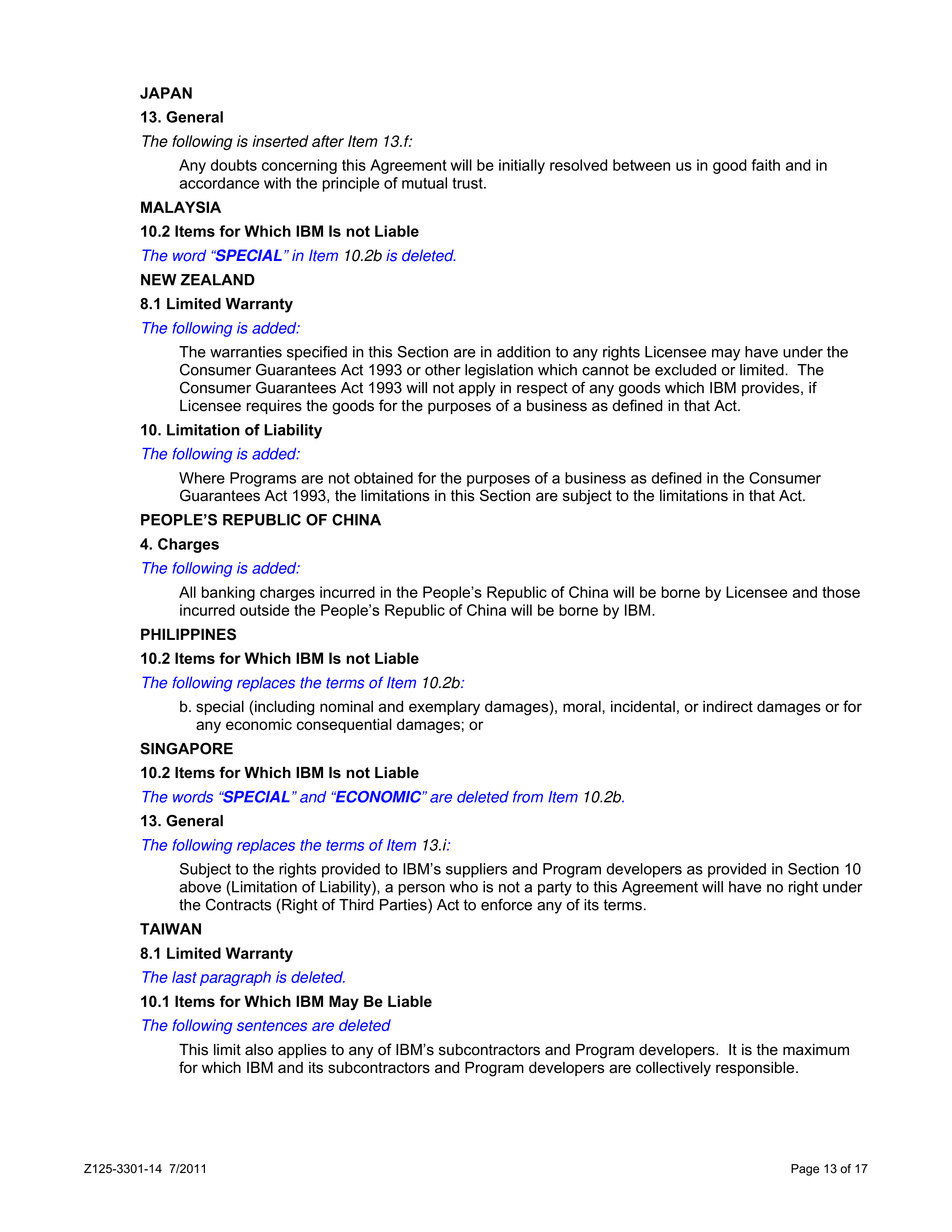 IBM International Program License Agreement — page 13