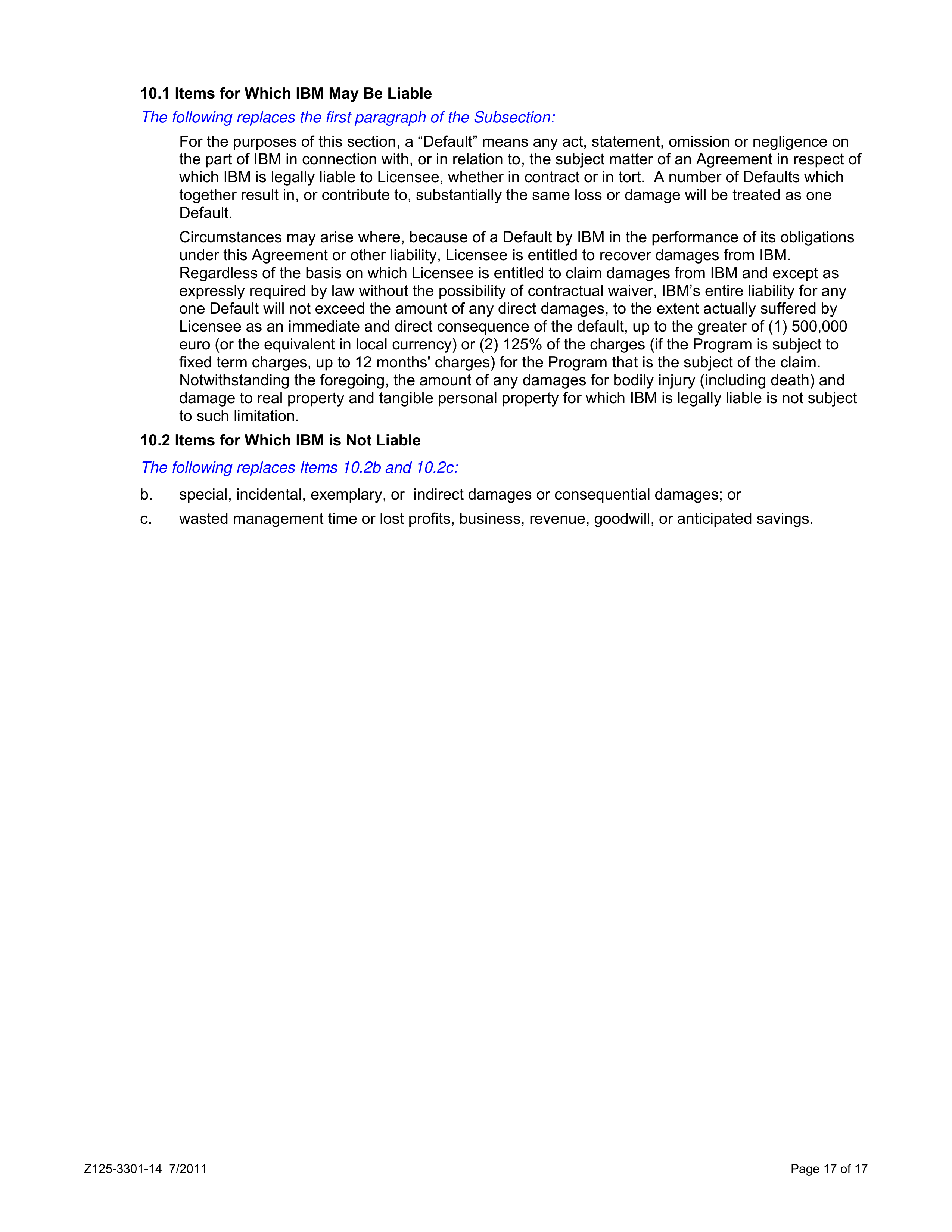 IBM International Program License Agreement — page 17