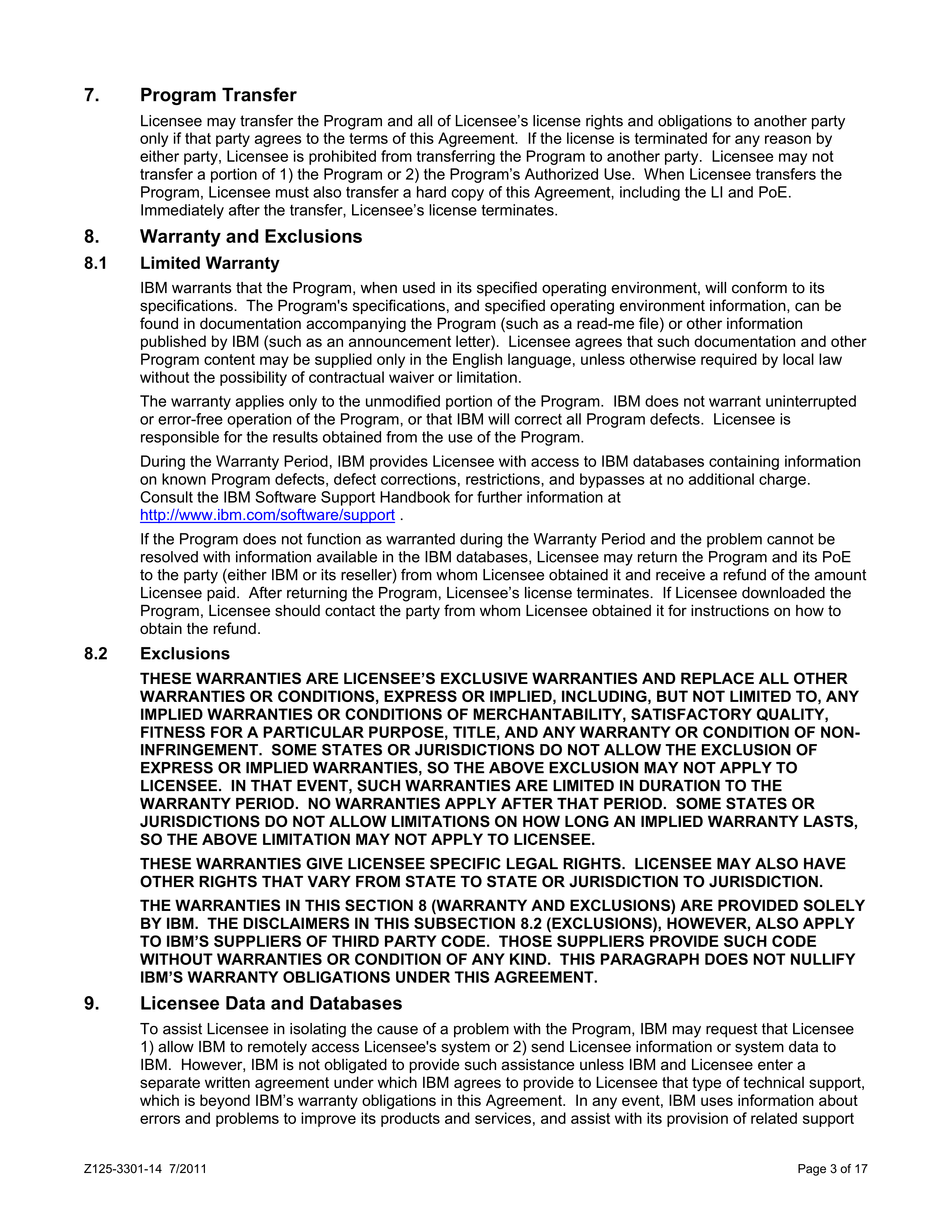 IBM International Program License Agreement — page 3