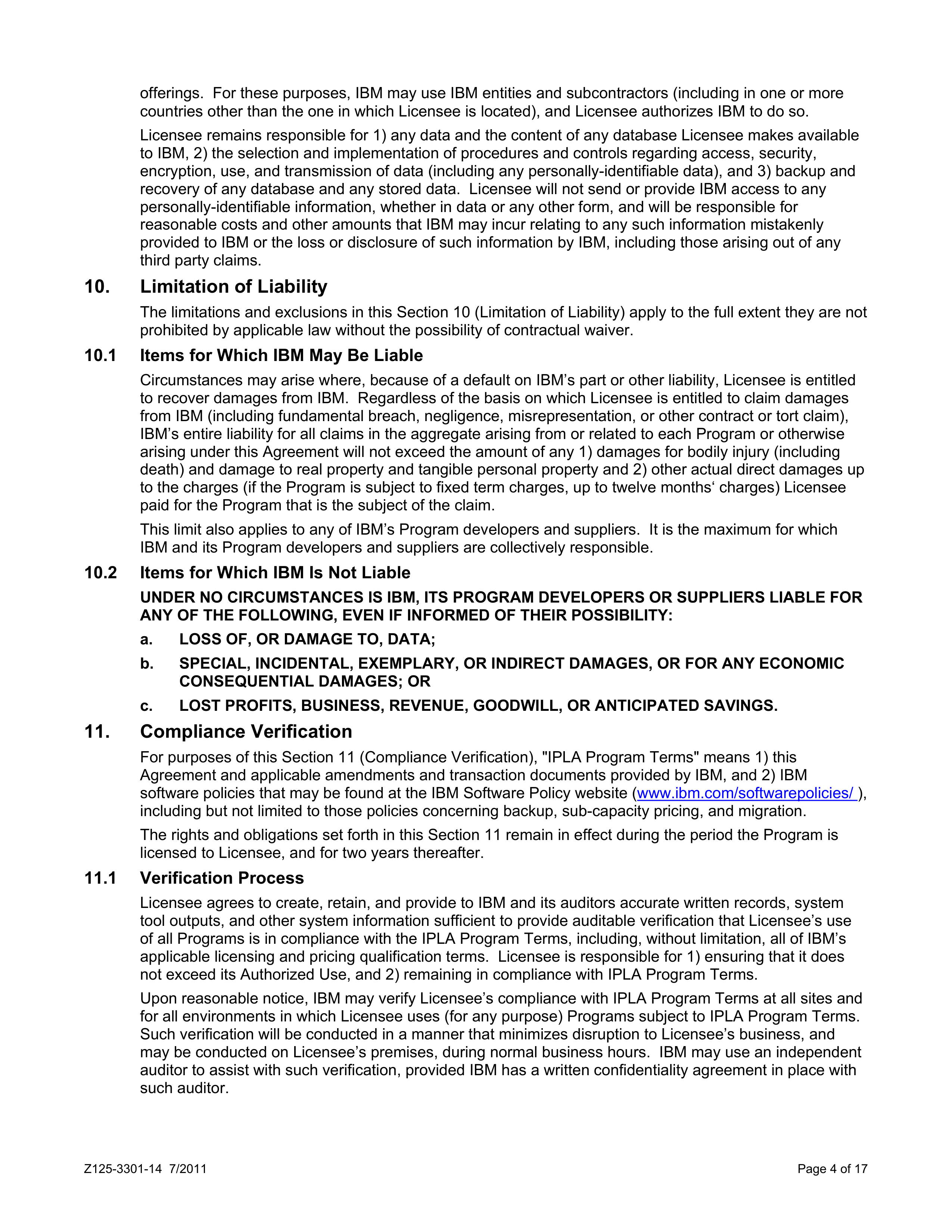 IBM International Program License Agreement — page 4