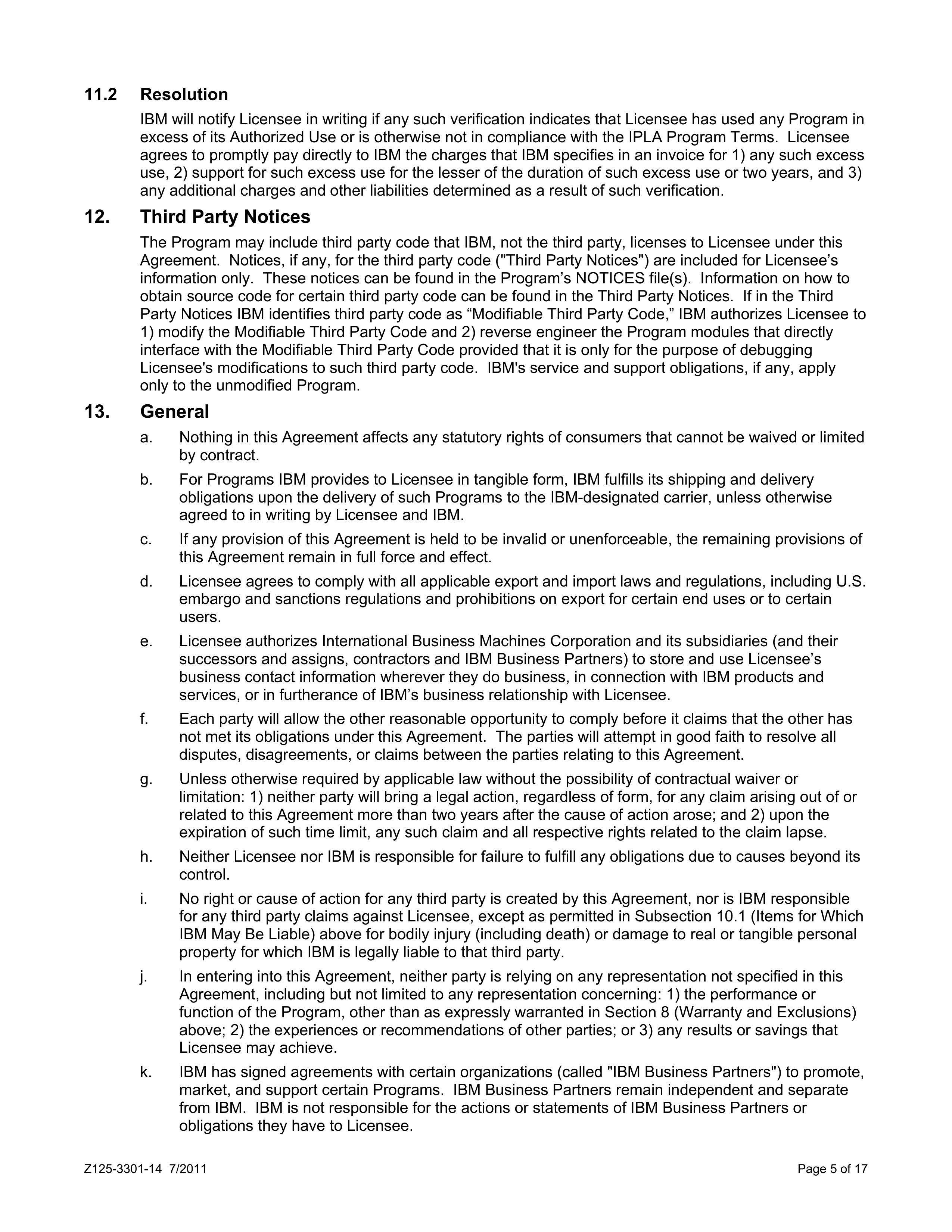 IBM International Program License Agreement — page 5
