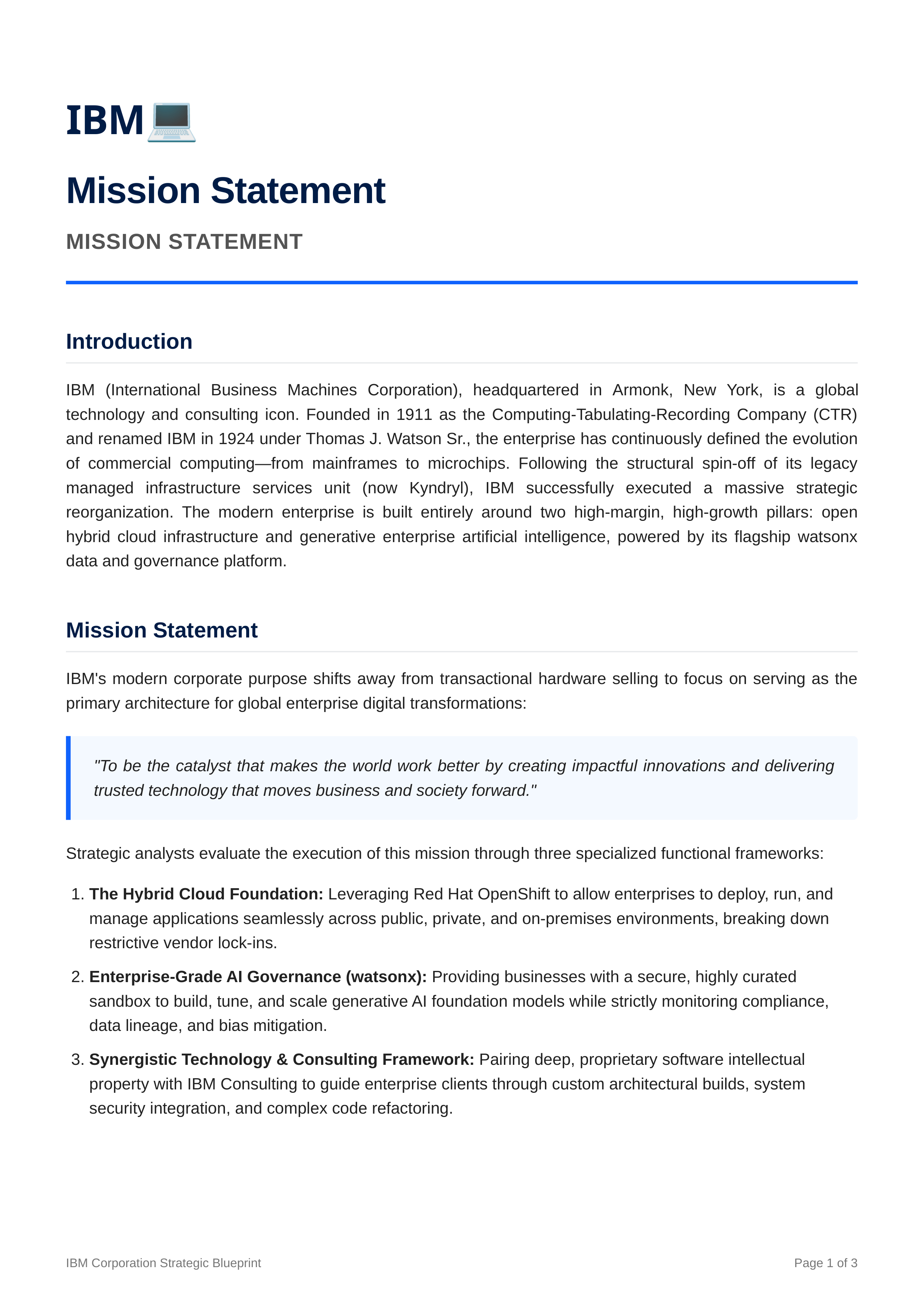 IBM Mission Statement — page 1