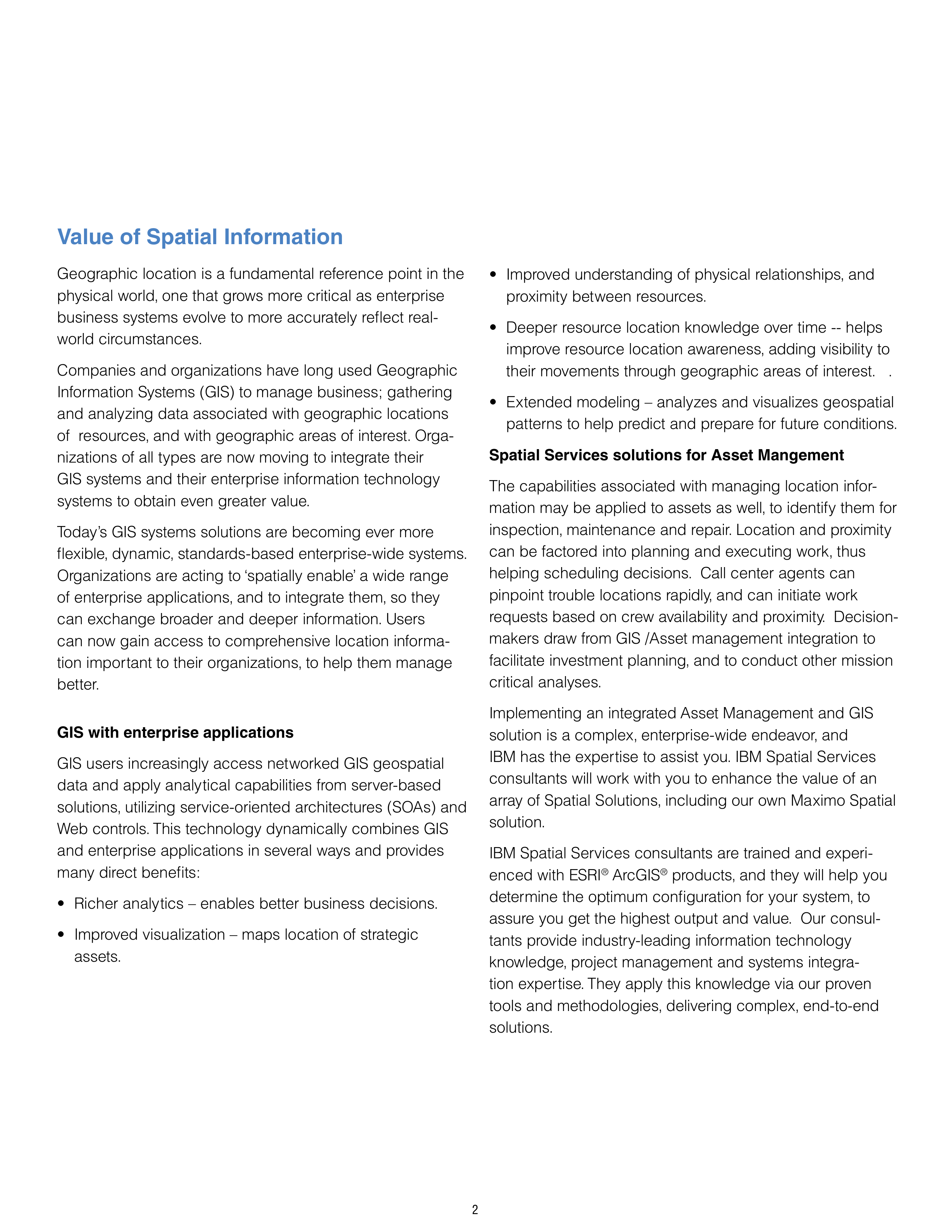 IBM Spatial Services Brochure — page 2