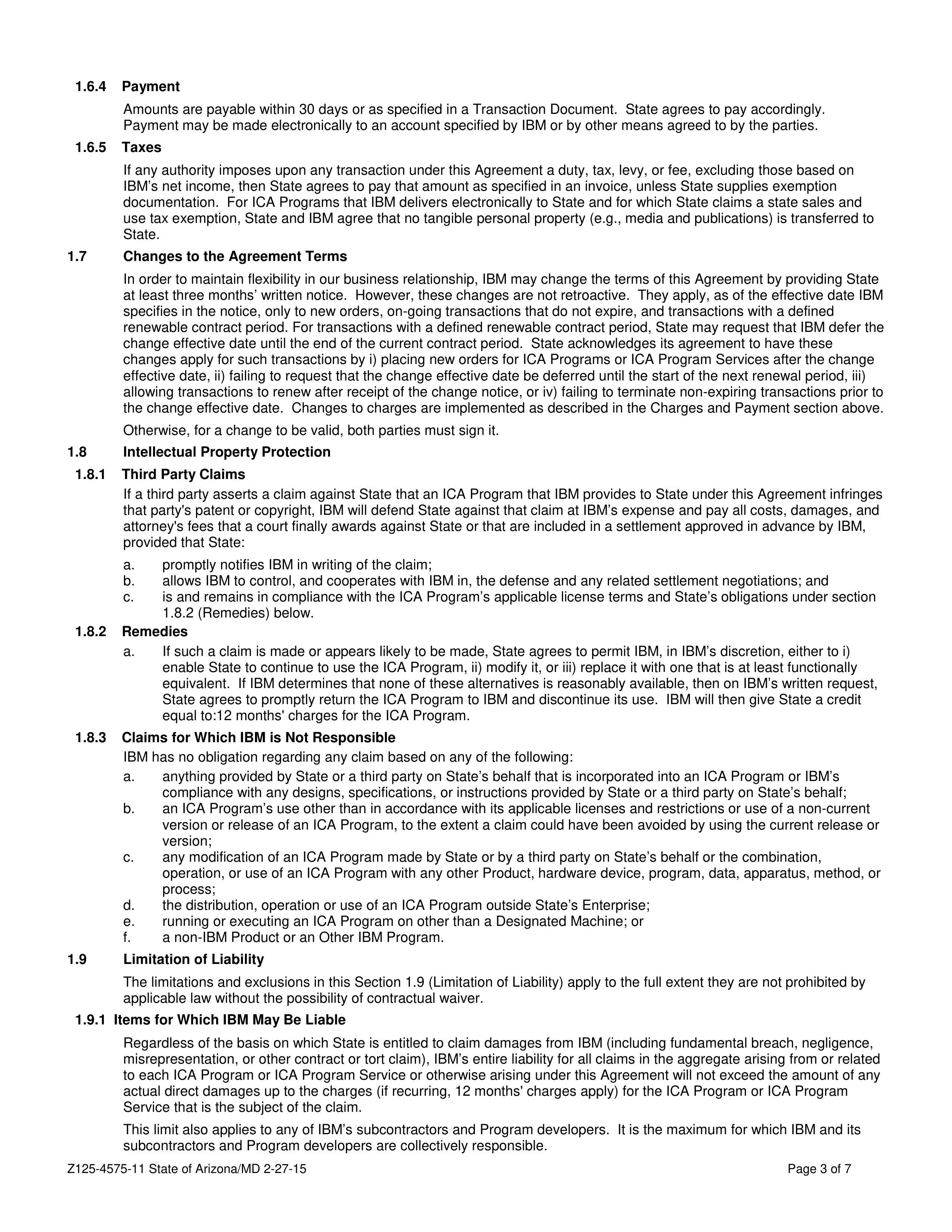 IBM and State of Arizona Contract — page 19