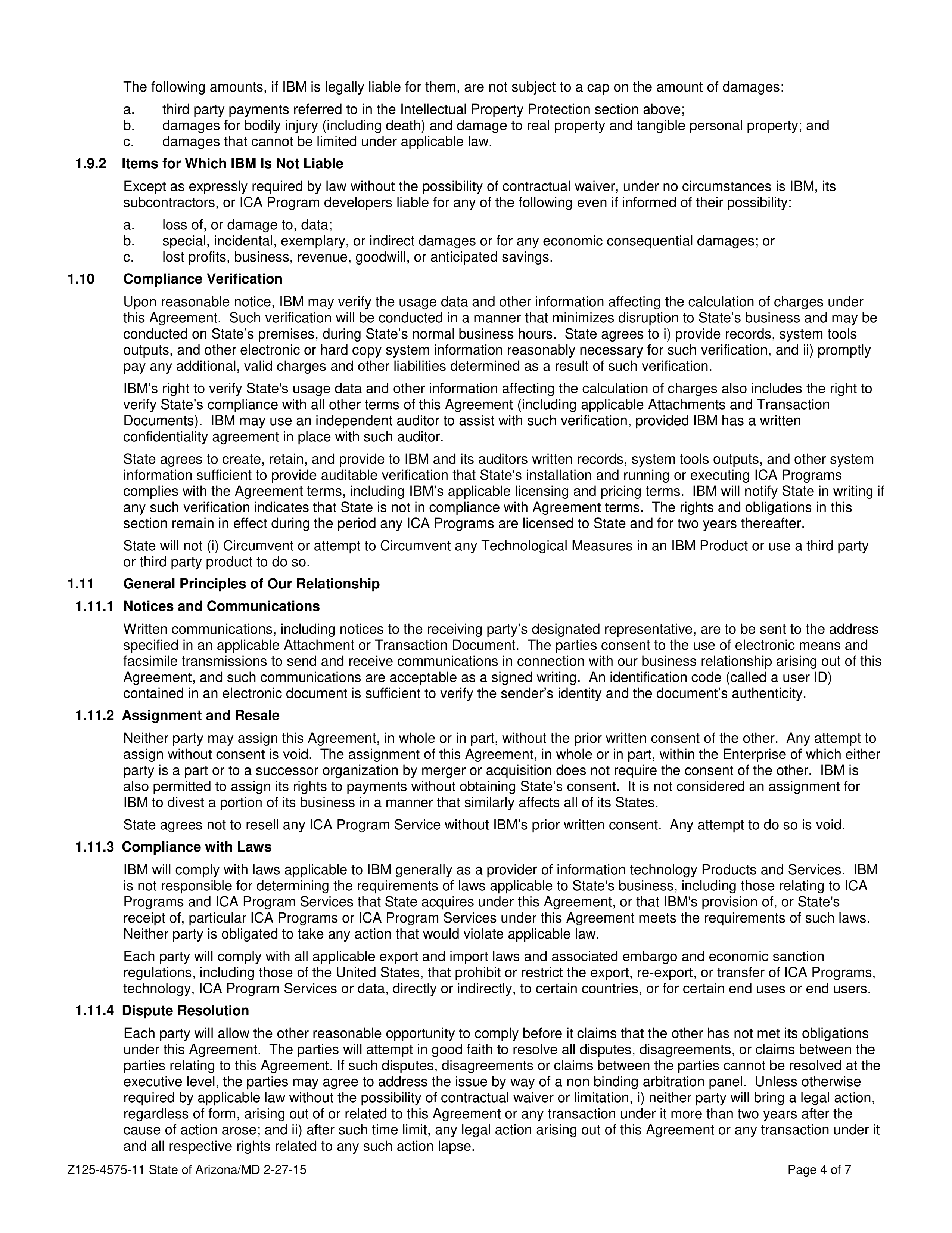 IBM and State of Arizona Contract — page 20