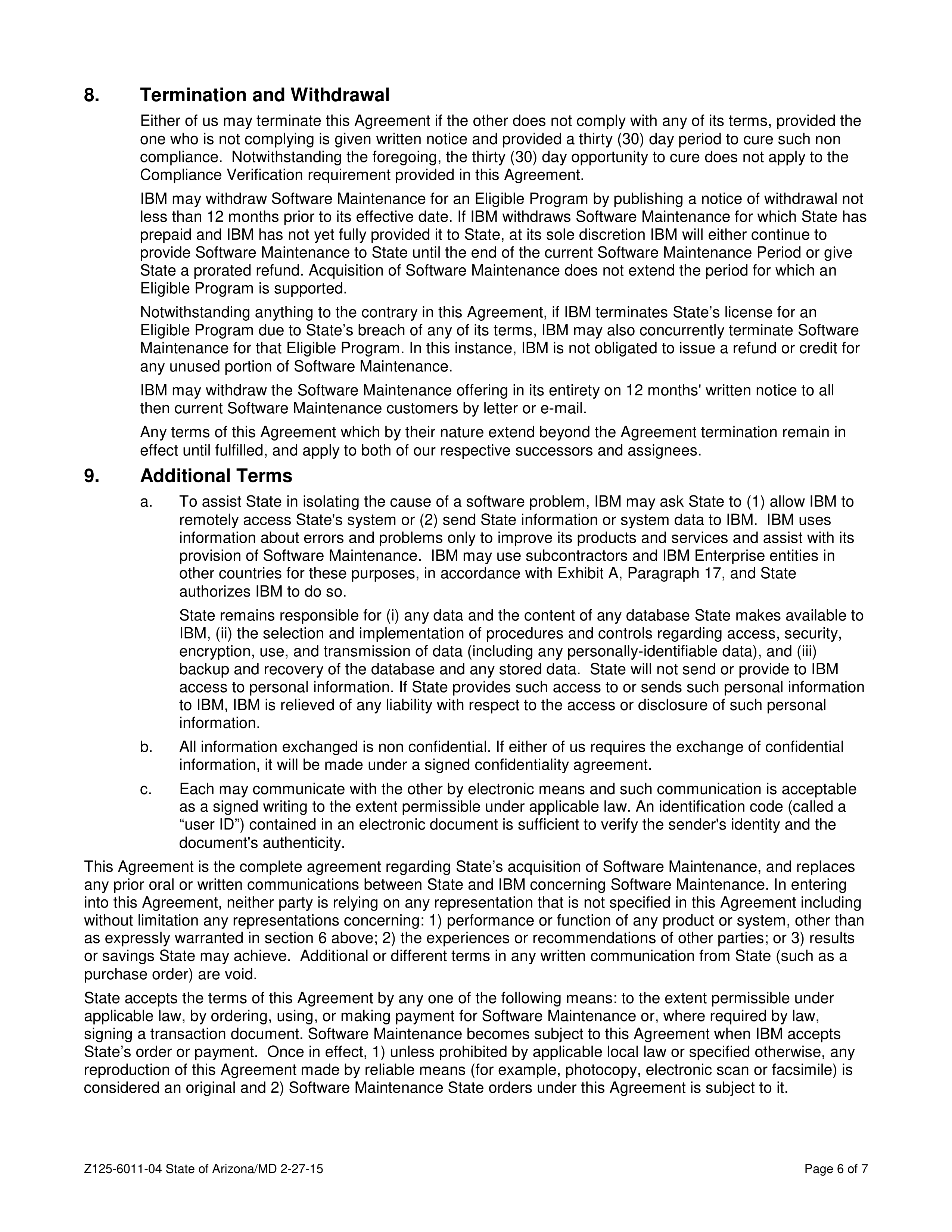 IBM and State of Arizona Contract — page 29