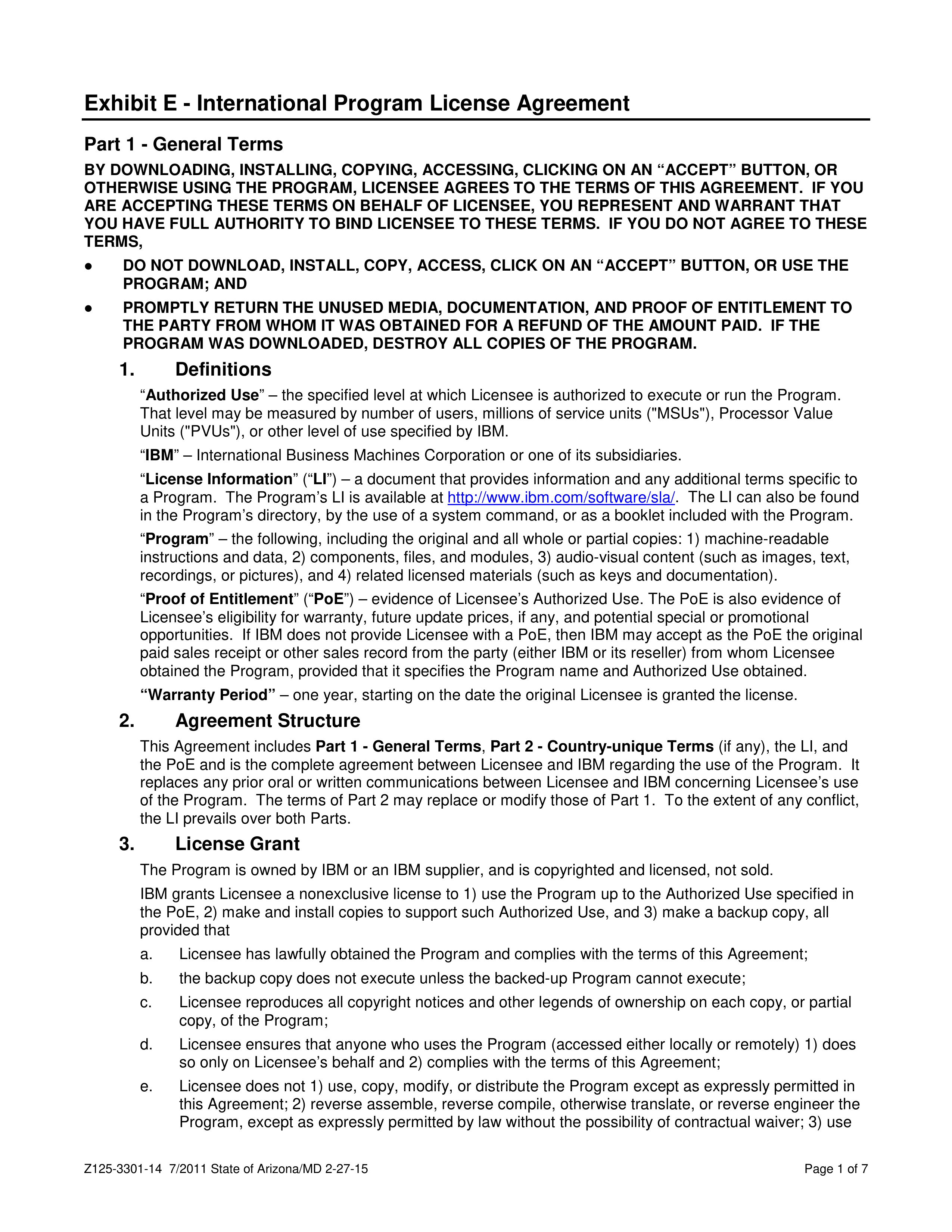 IBM and State of Arizona Contract — page 31