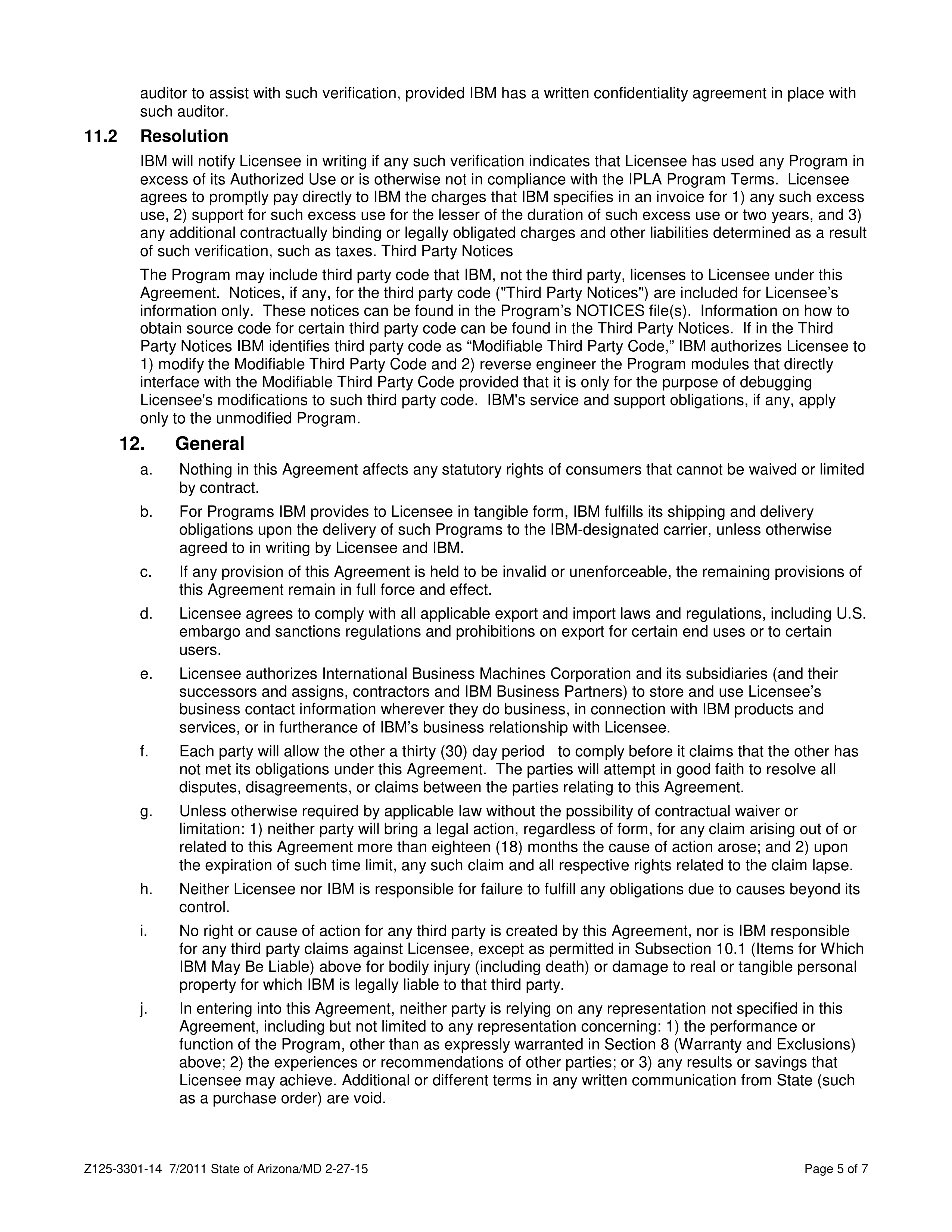 IBM and State of Arizona Contract — page 35