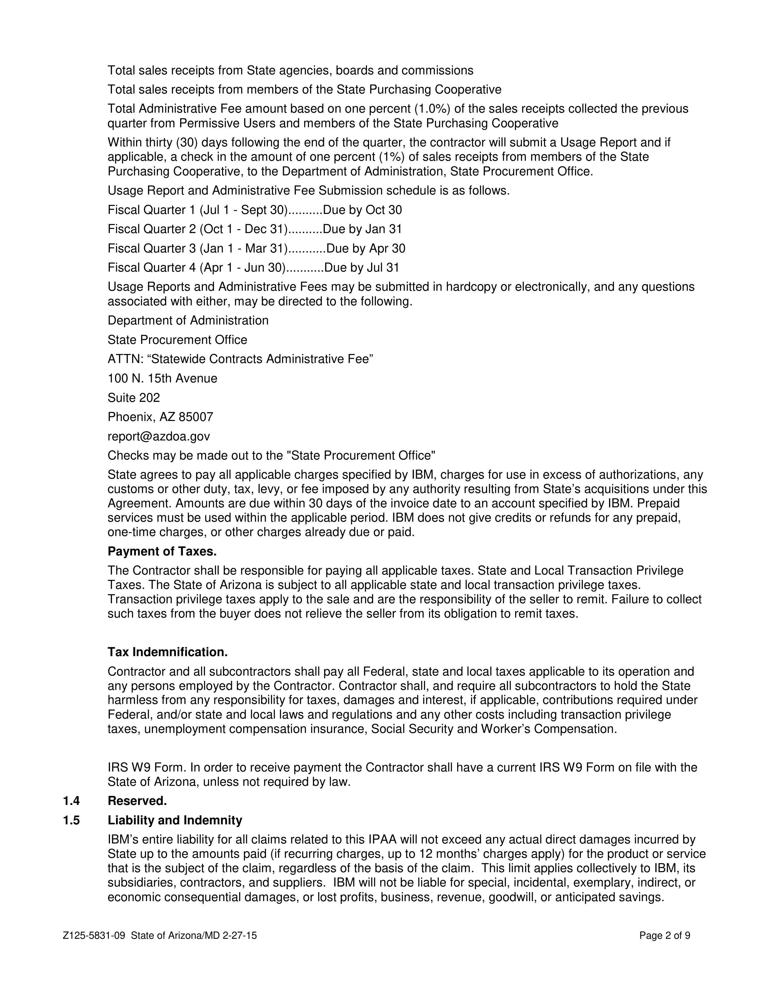 IBM and State of Arizona Contract — page 9