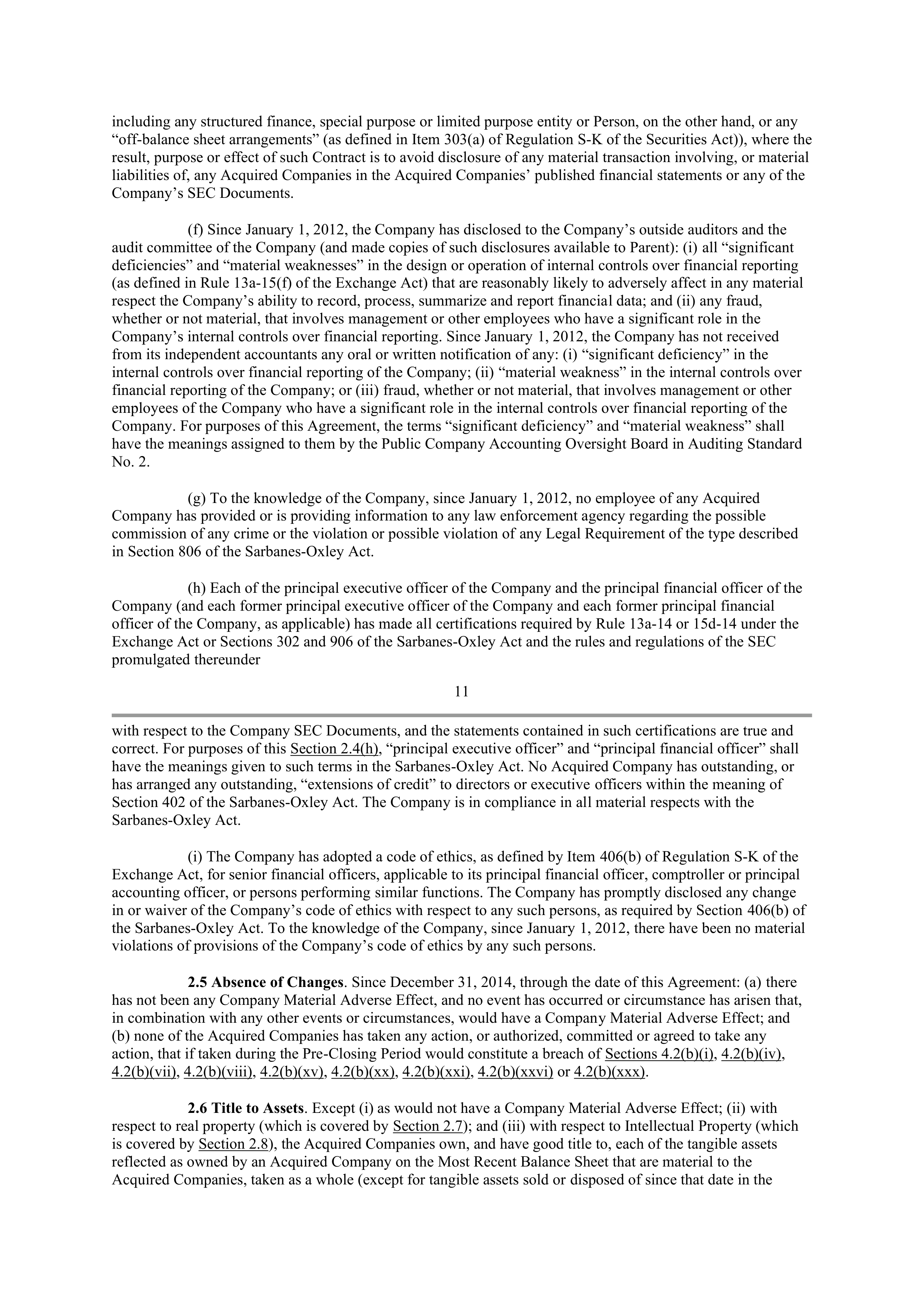 INTEL AGREEMENT AND PLAN OF MERGER — page 11