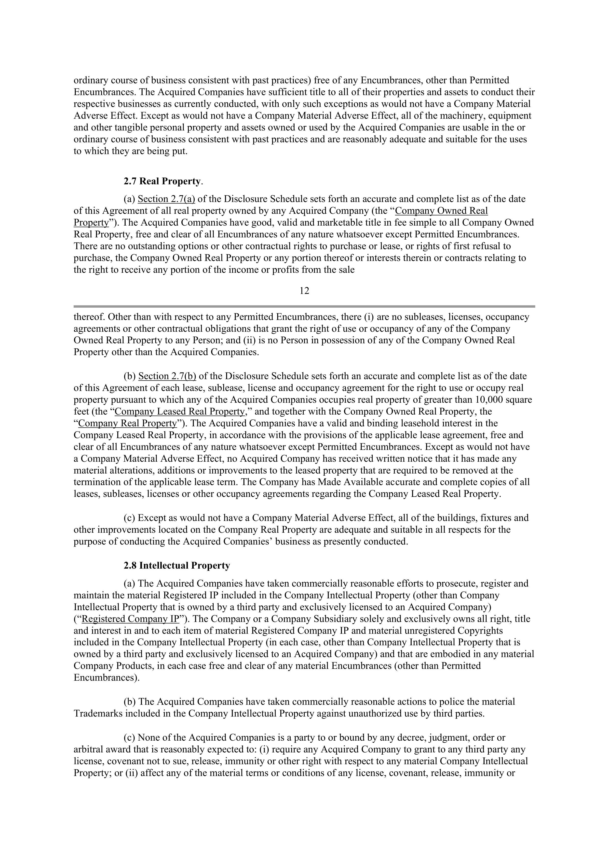 INTEL AGREEMENT AND PLAN OF MERGER — page 12