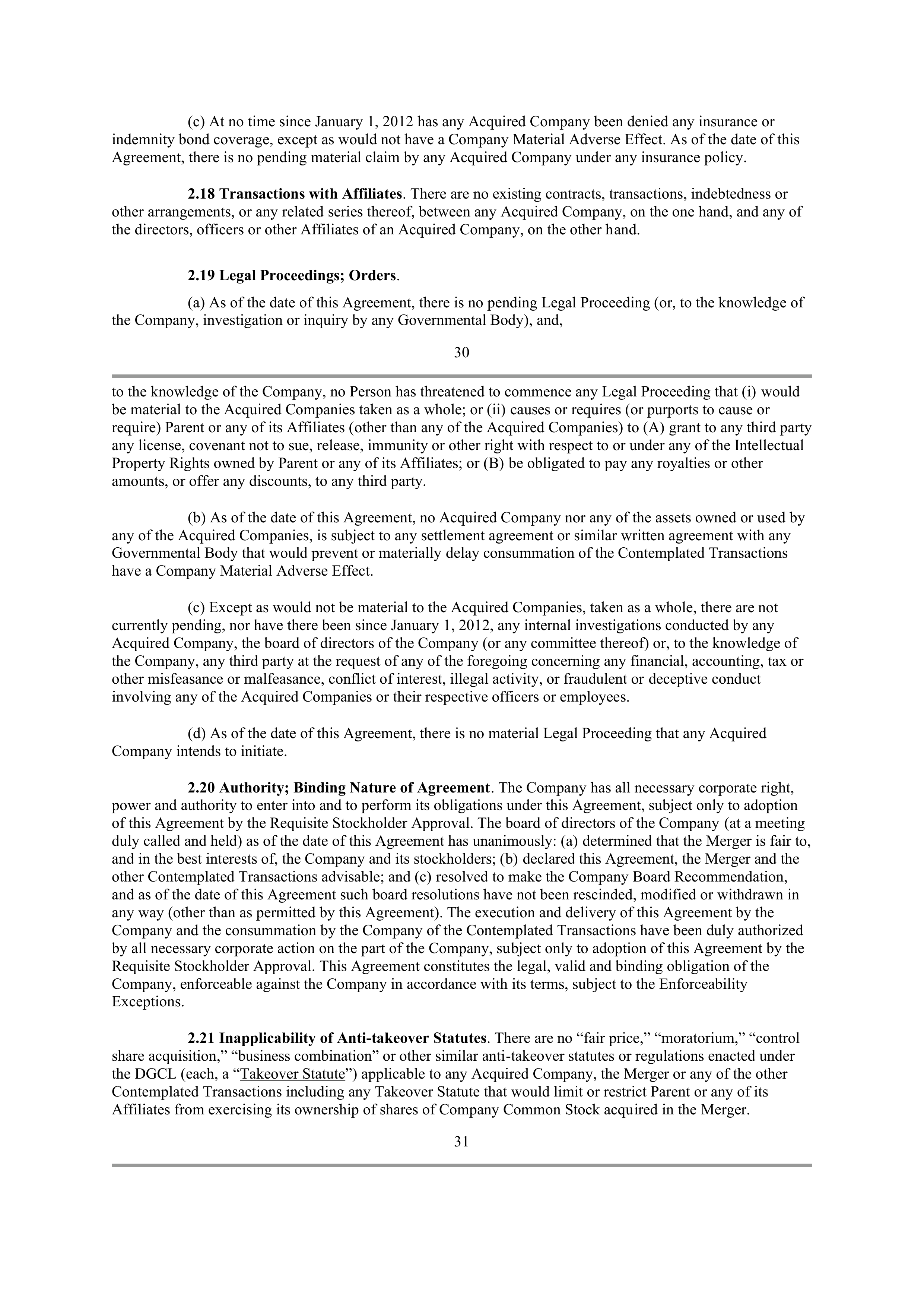 INTEL AGREEMENT AND PLAN OF MERGER — page 25