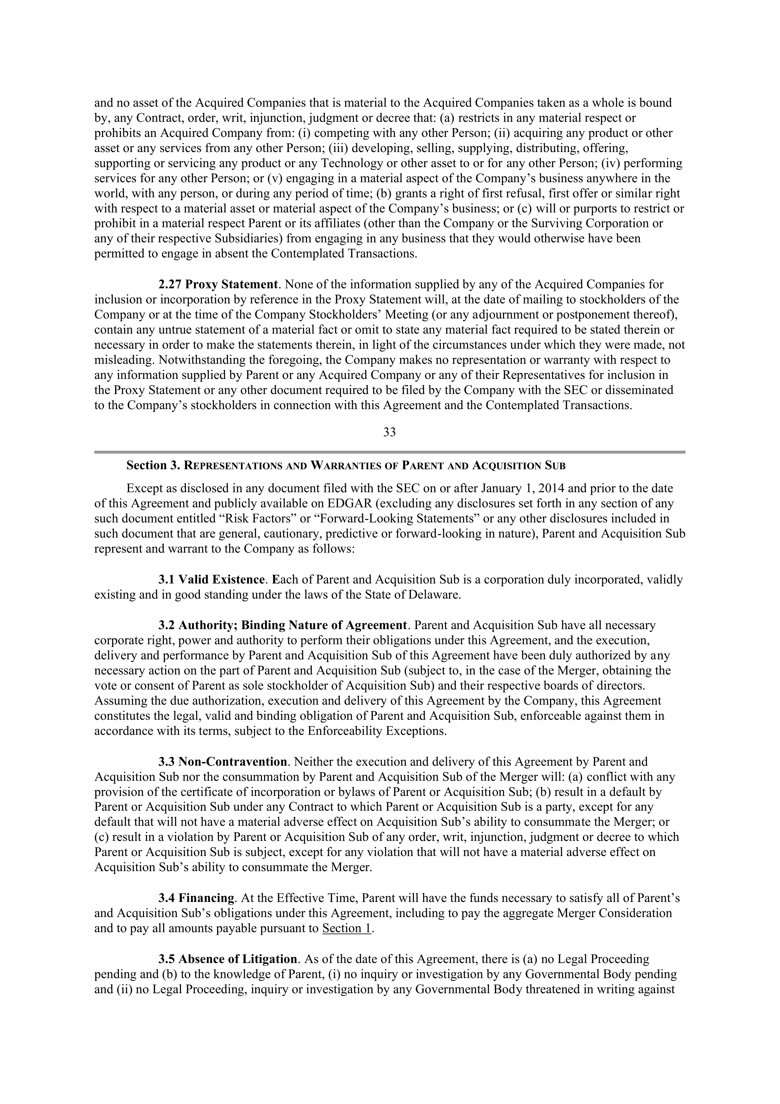 INTEL AGREEMENT AND PLAN OF MERGER — page 27