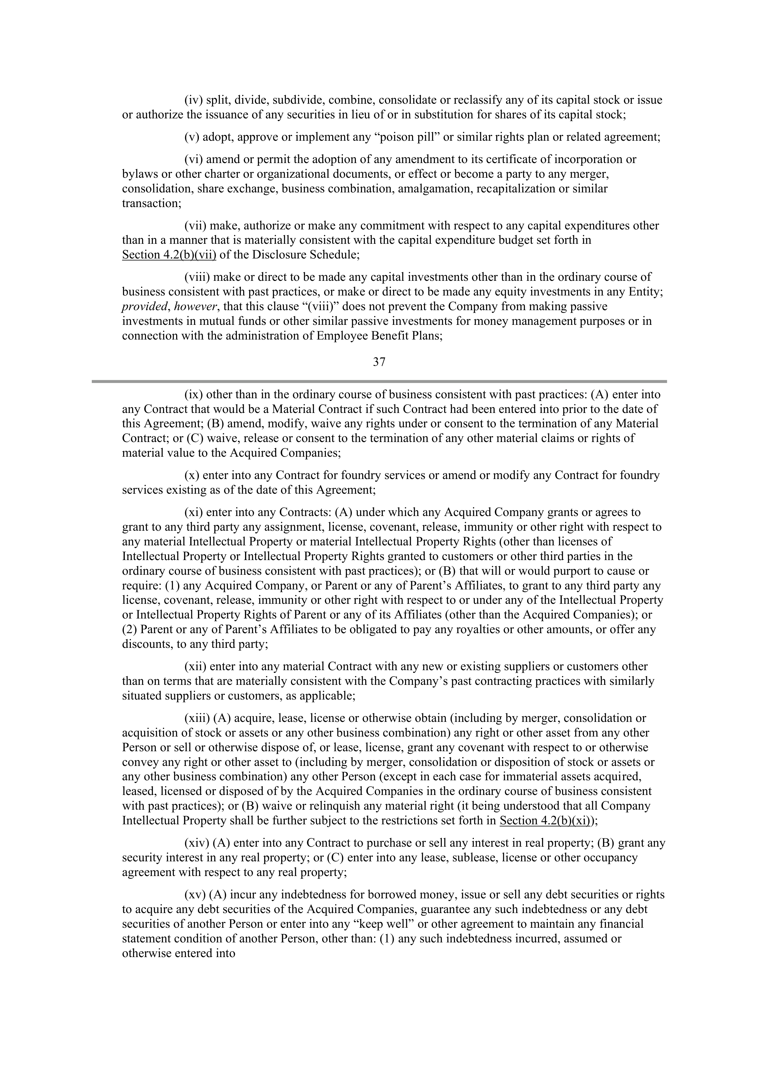 INTEL AGREEMENT AND PLAN OF MERGER — page 30