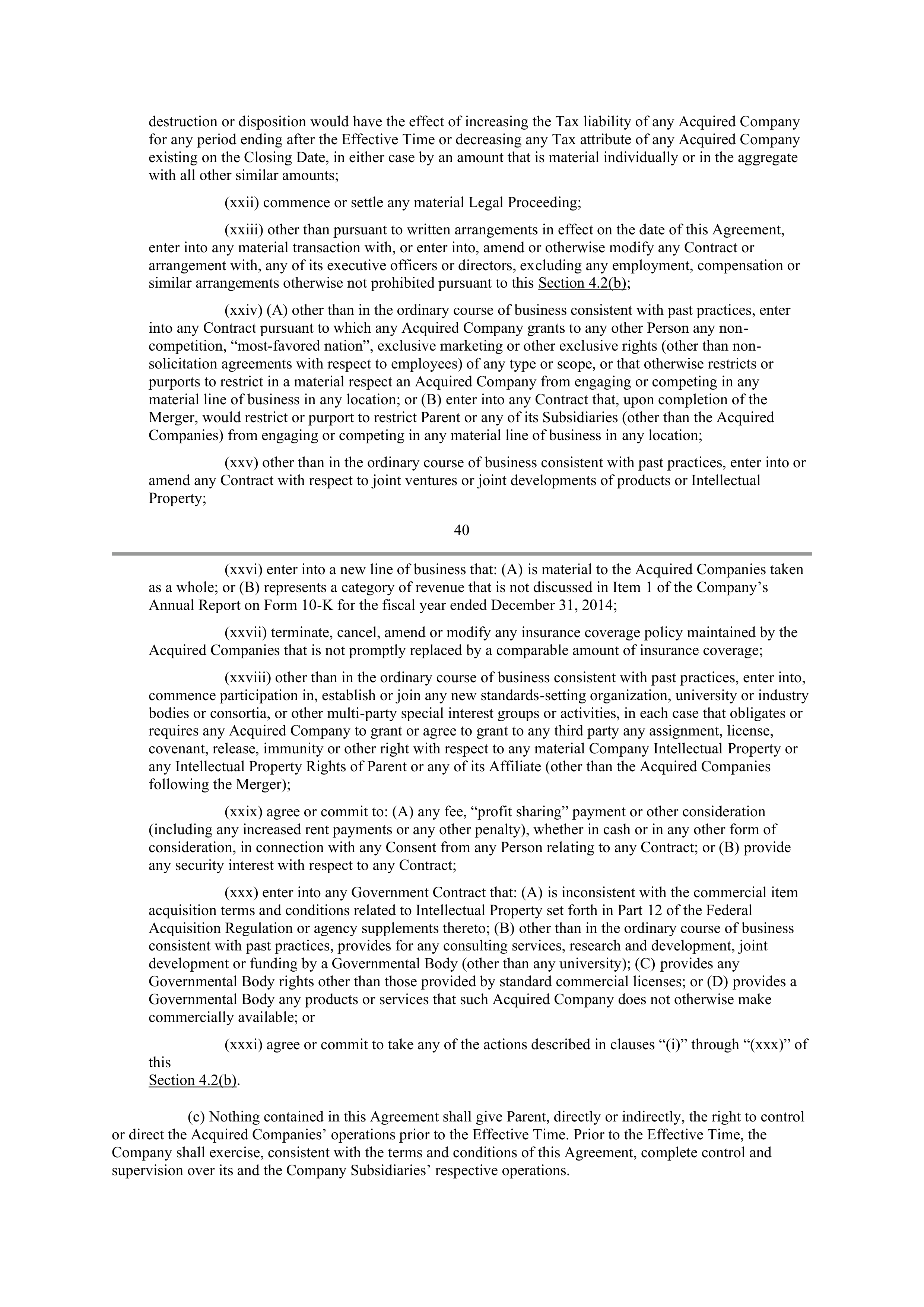 INTEL AGREEMENT AND PLAN OF MERGER — page 32
