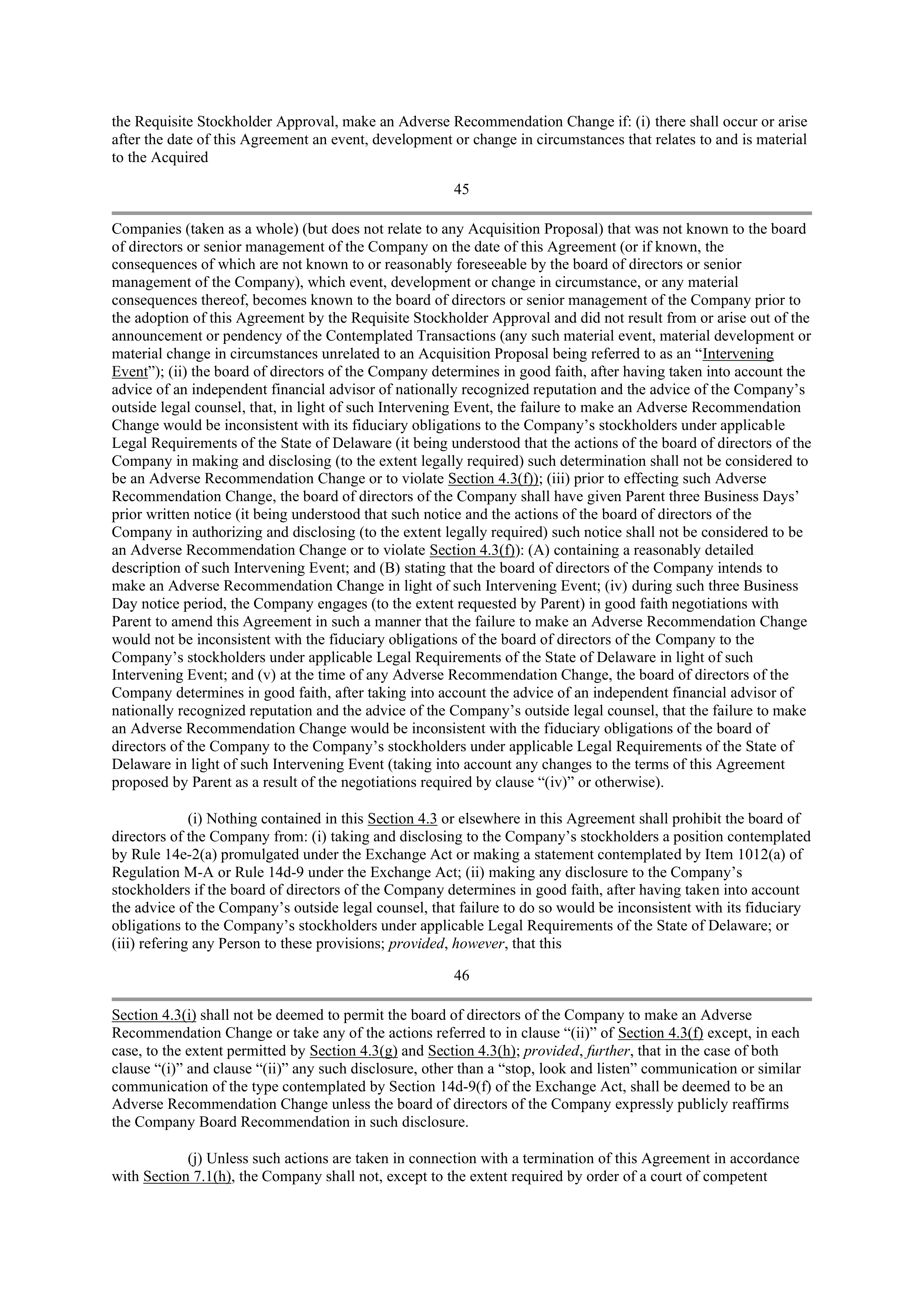 INTEL AGREEMENT AND PLAN OF MERGER — page 36