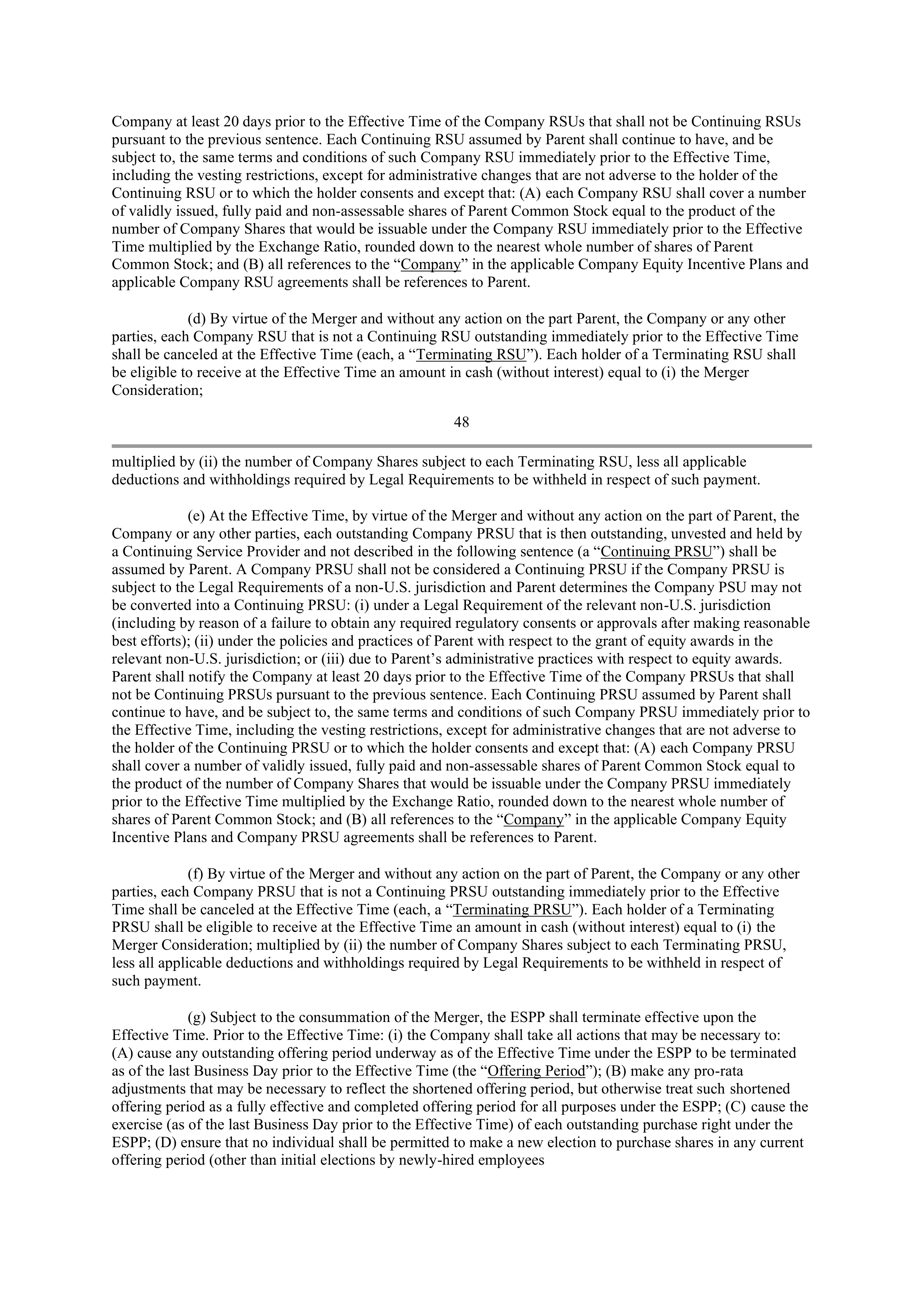 INTEL AGREEMENT AND PLAN OF MERGER — page 38