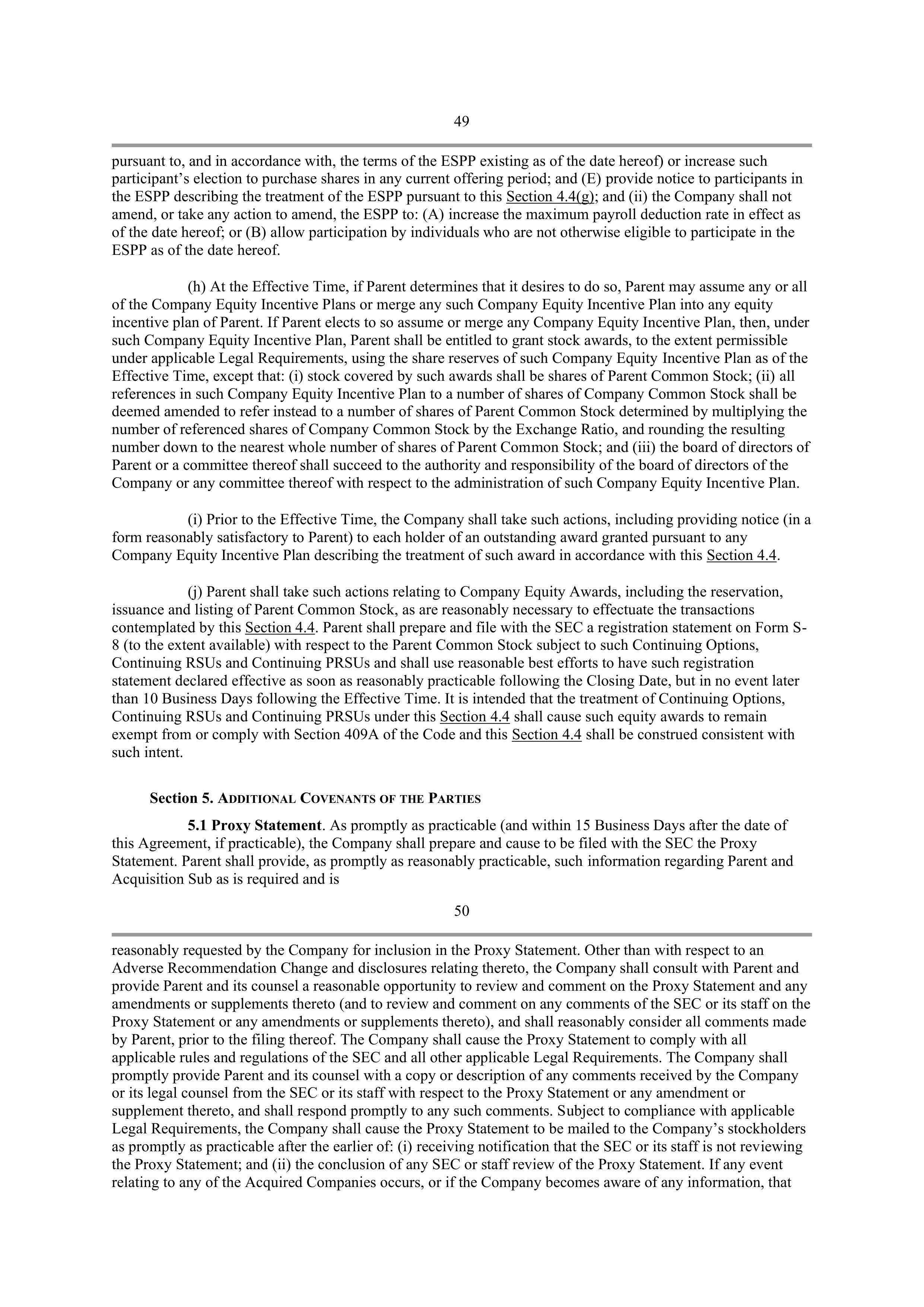 INTEL AGREEMENT AND PLAN OF MERGER — page 39