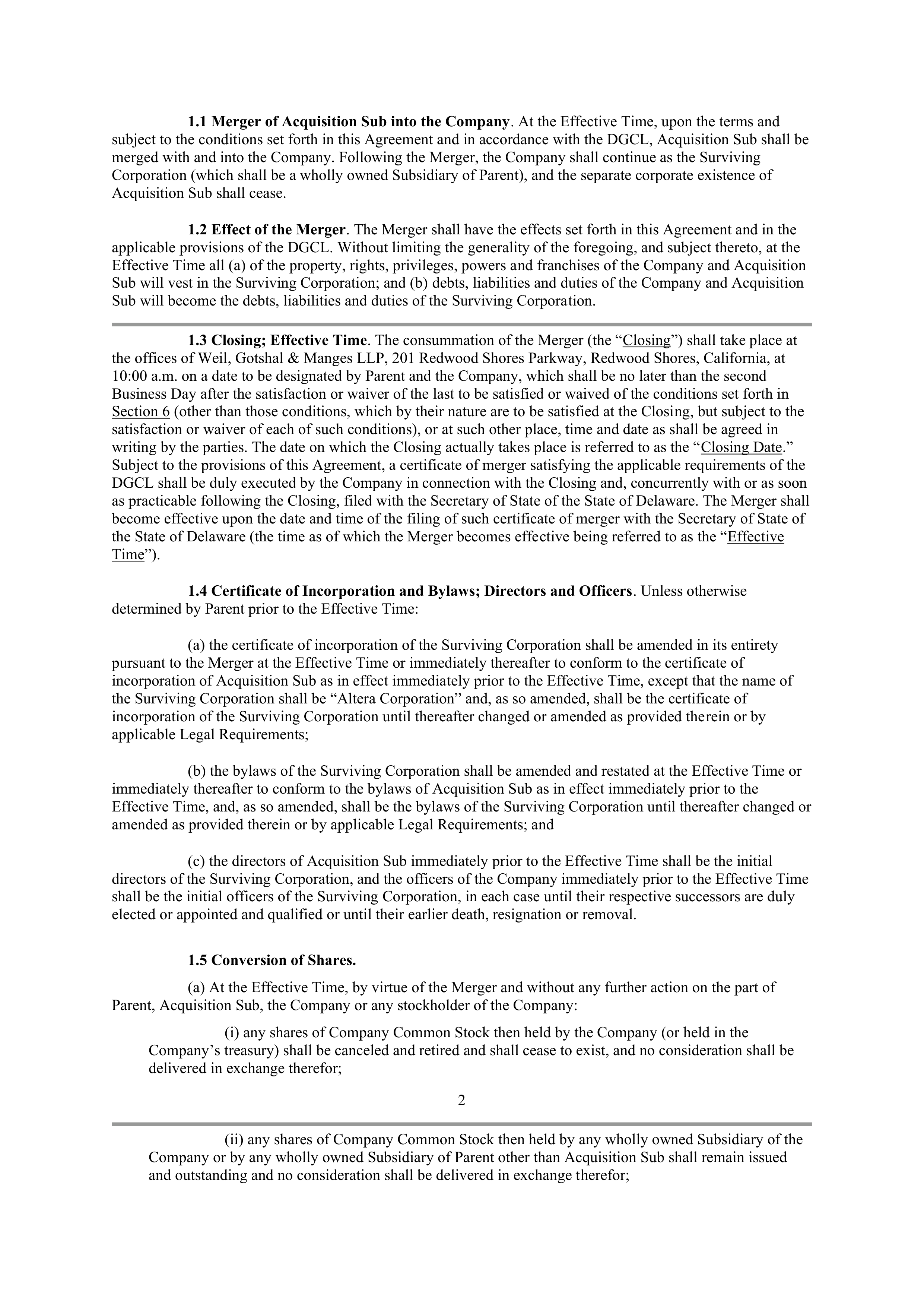 INTEL AGREEMENT AND PLAN OF MERGER — page 4