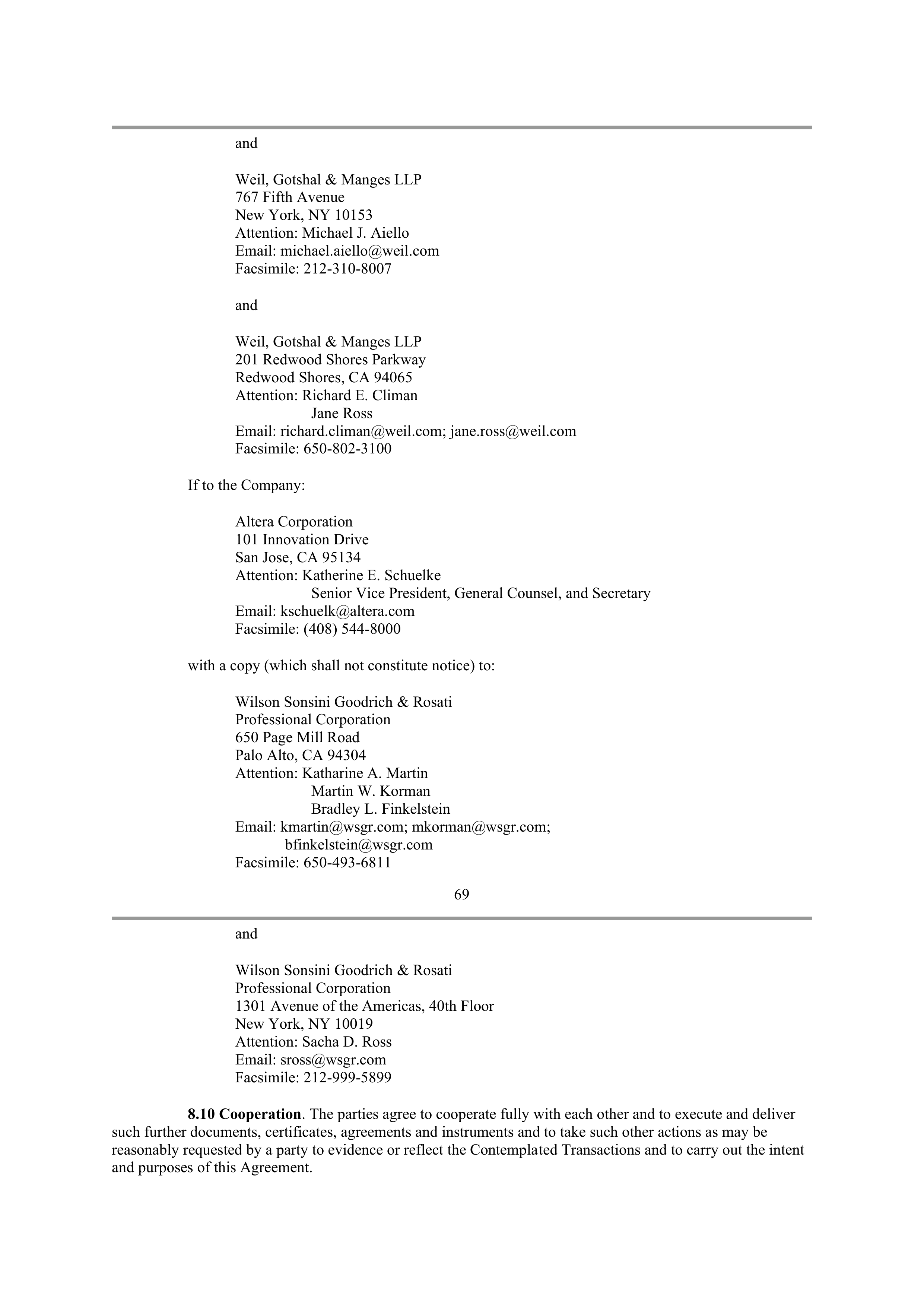 INTEL AGREEMENT AND PLAN OF MERGER — page 53