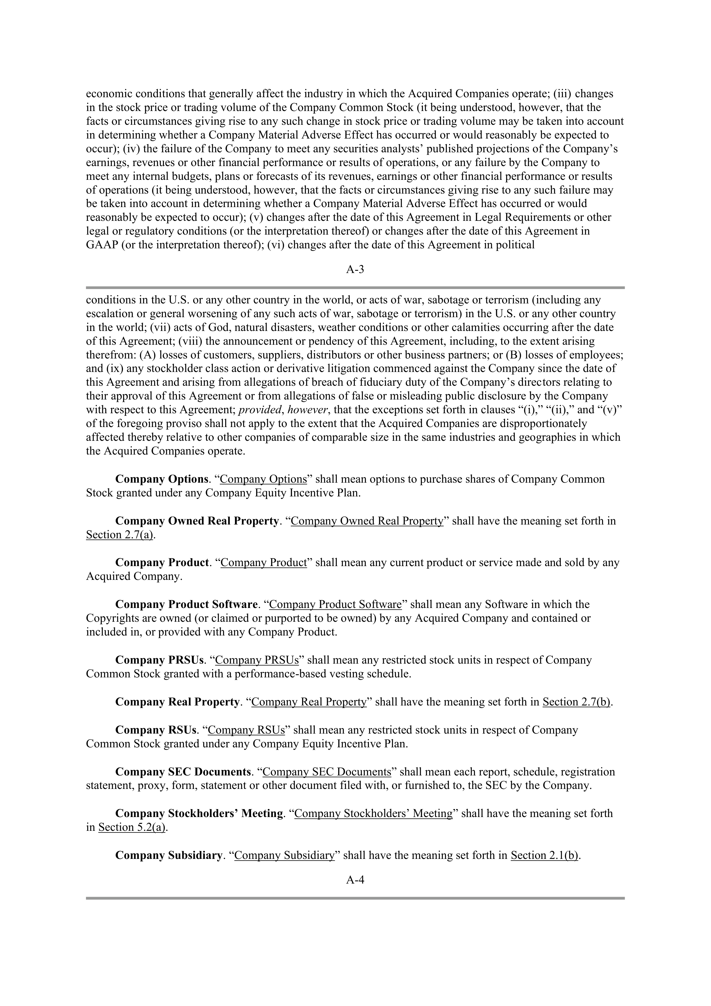 INTEL AGREEMENT AND PLAN OF MERGER — page 58