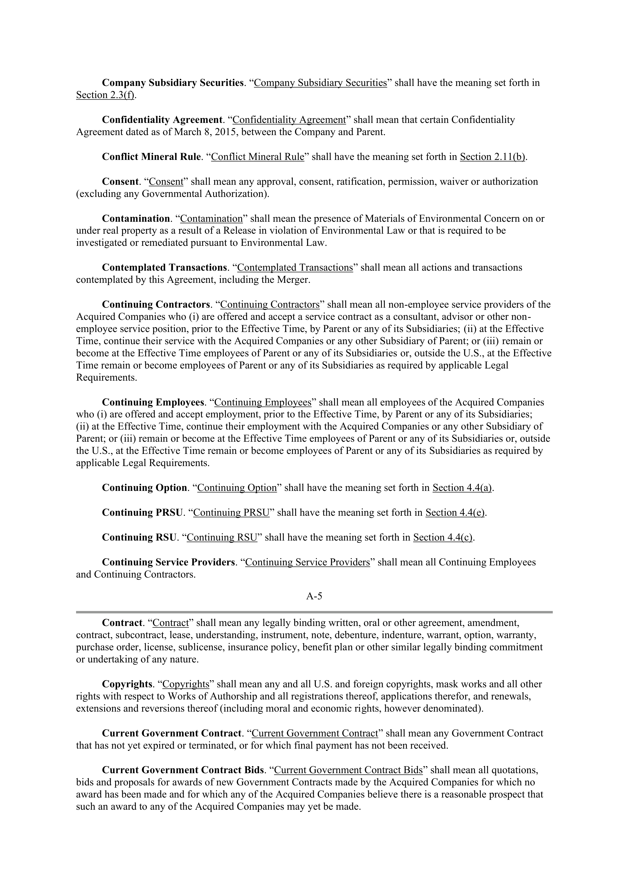 INTEL AGREEMENT AND PLAN OF MERGER — page 59
