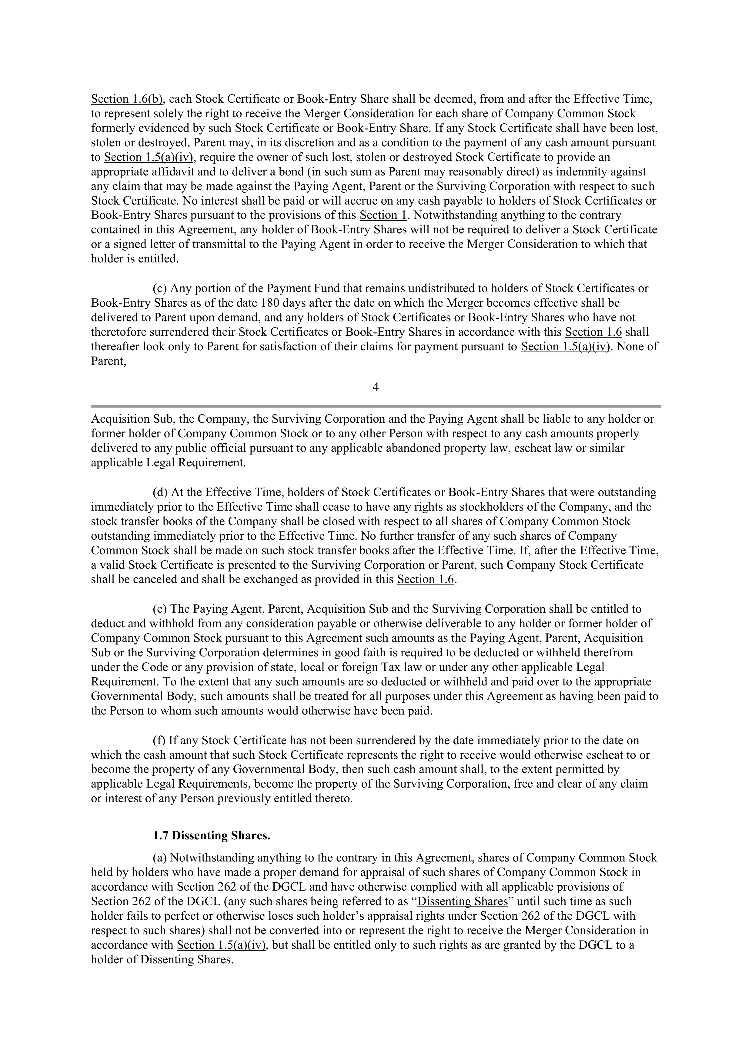 INTEL AGREEMENT AND PLAN OF MERGER — page 6