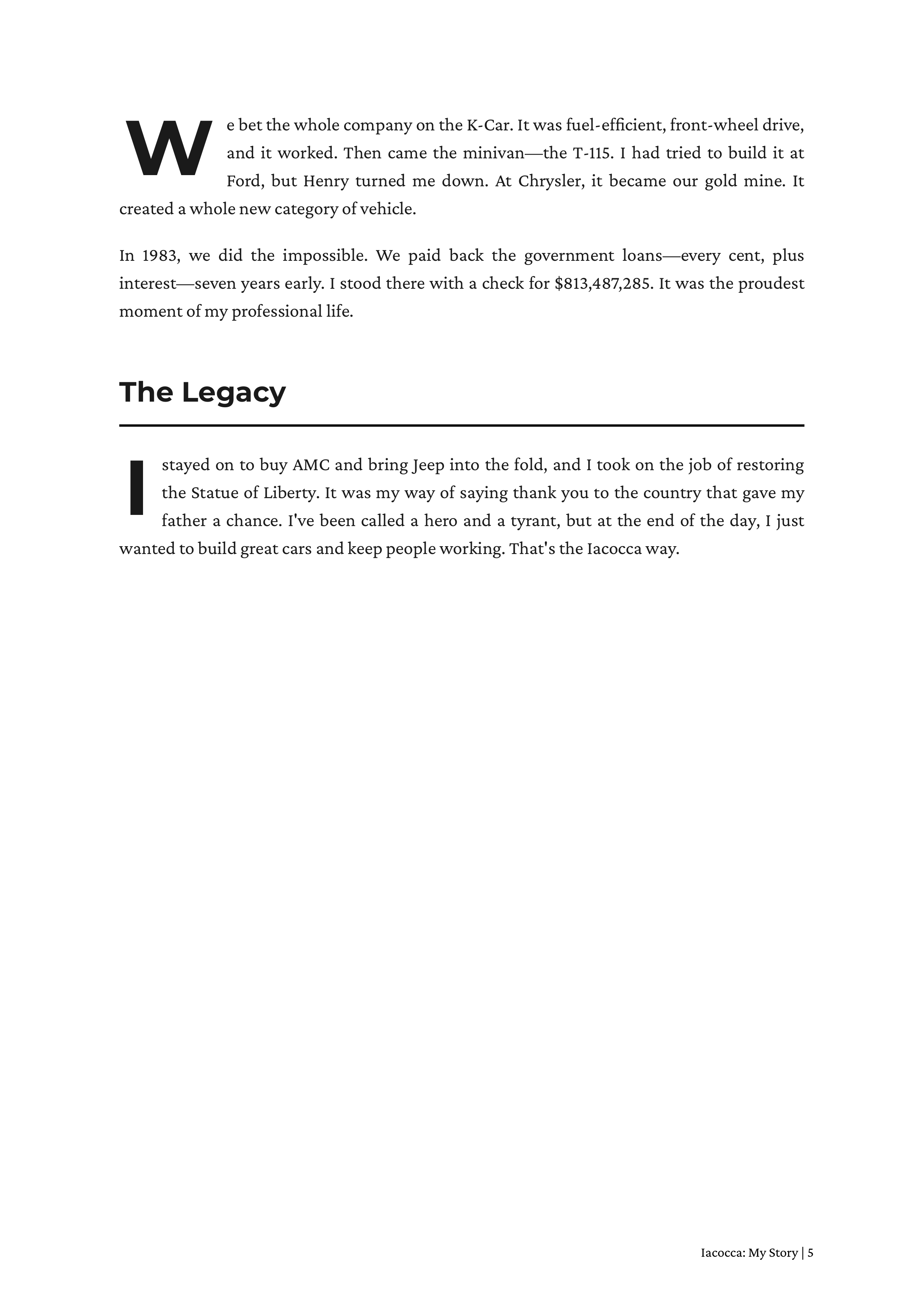 Iacocca An Autobiography by Lee Iacocca Ford Chrysler Executive Autobiography — page 5