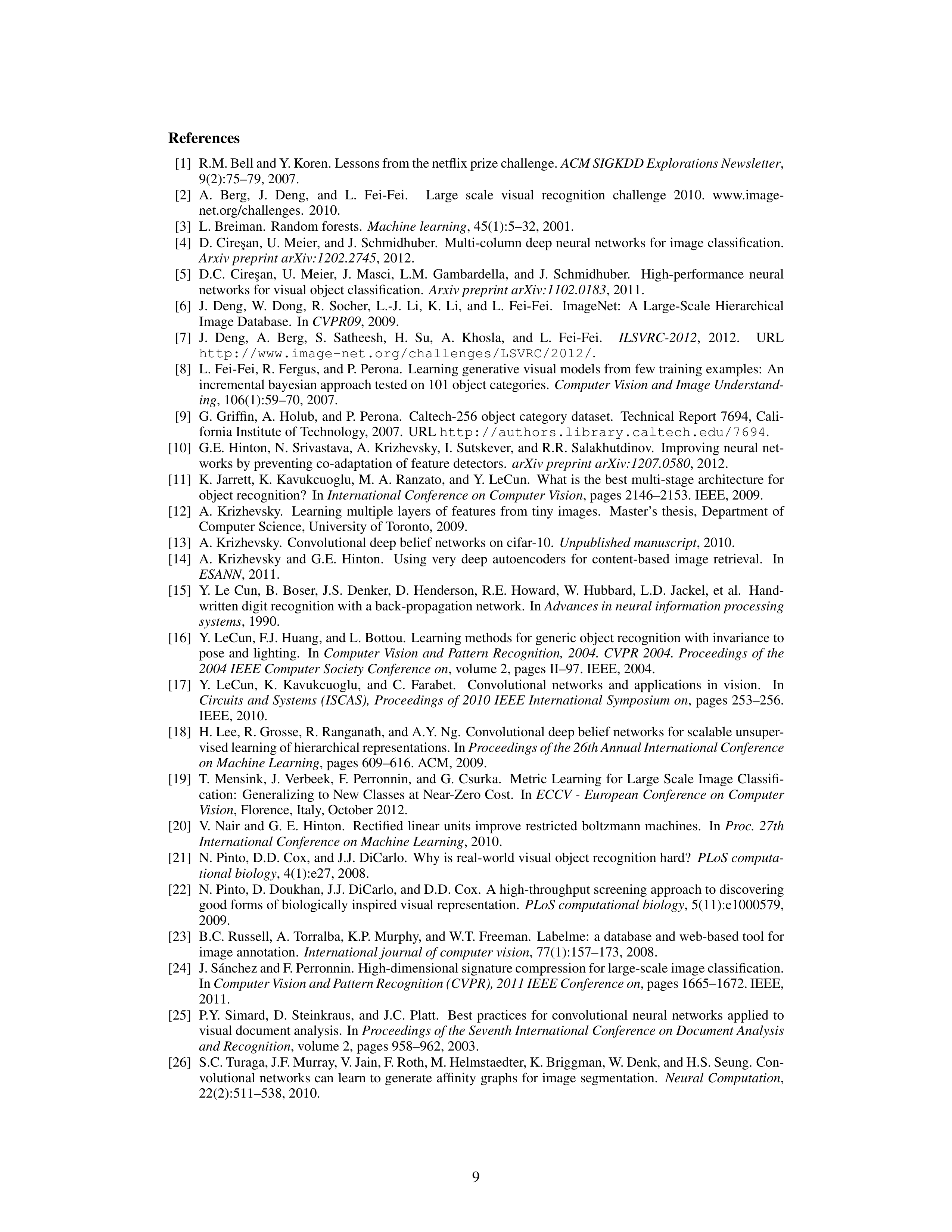 ImageNet Deep Learning Research Paper by University of Toronto — page 9