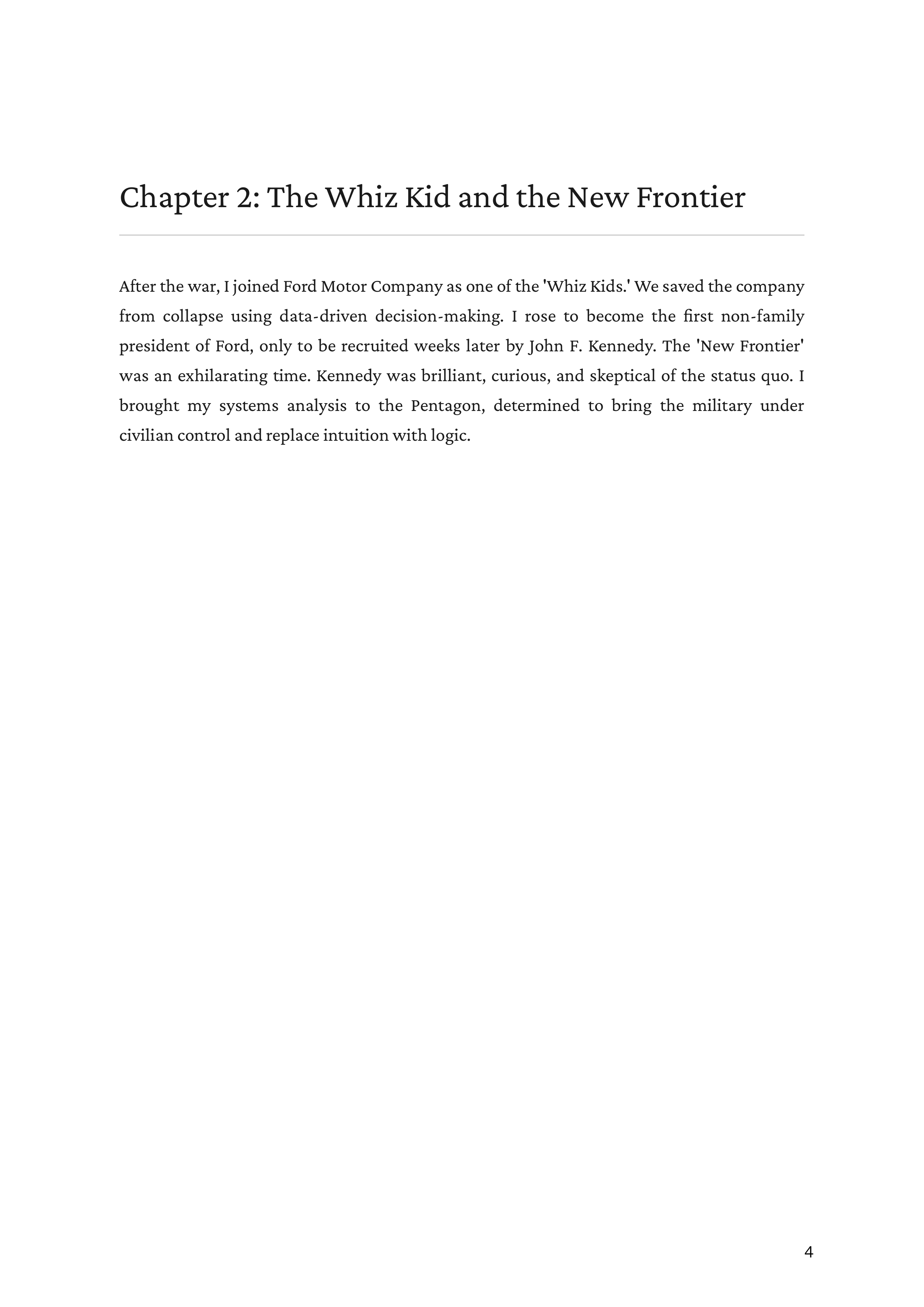 In Retrospect by Robert S McNamara US Secretary of Defense Autobiography — page 4
