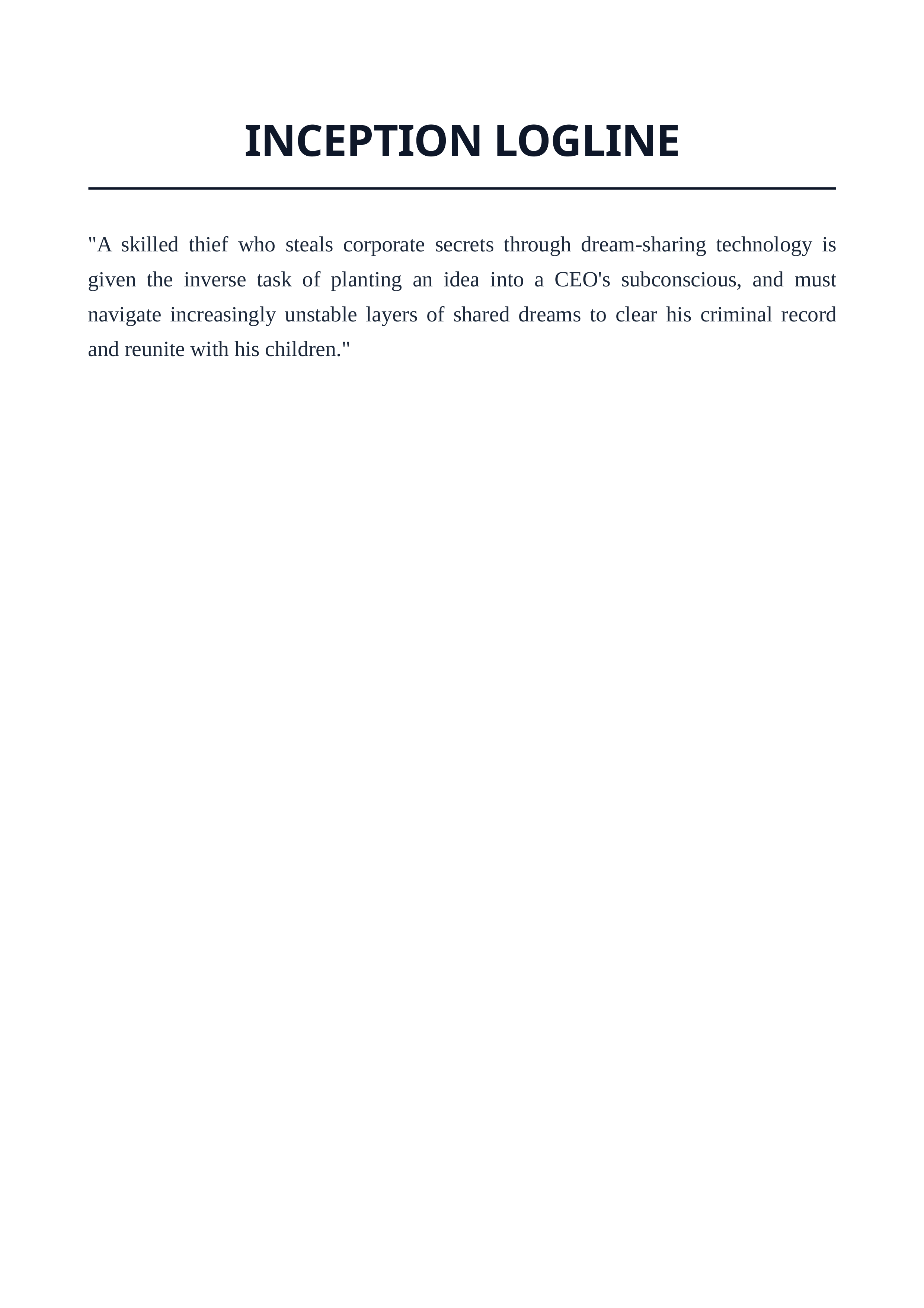 Inception Logline — page 1