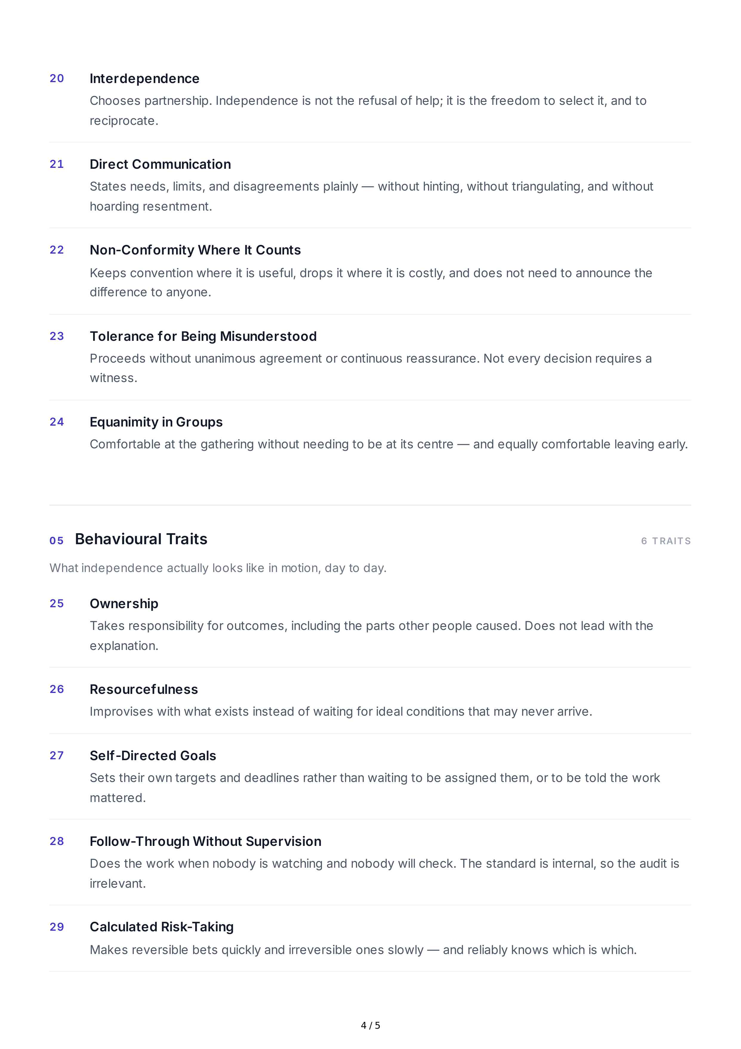 Independence Personality Traits — page 4