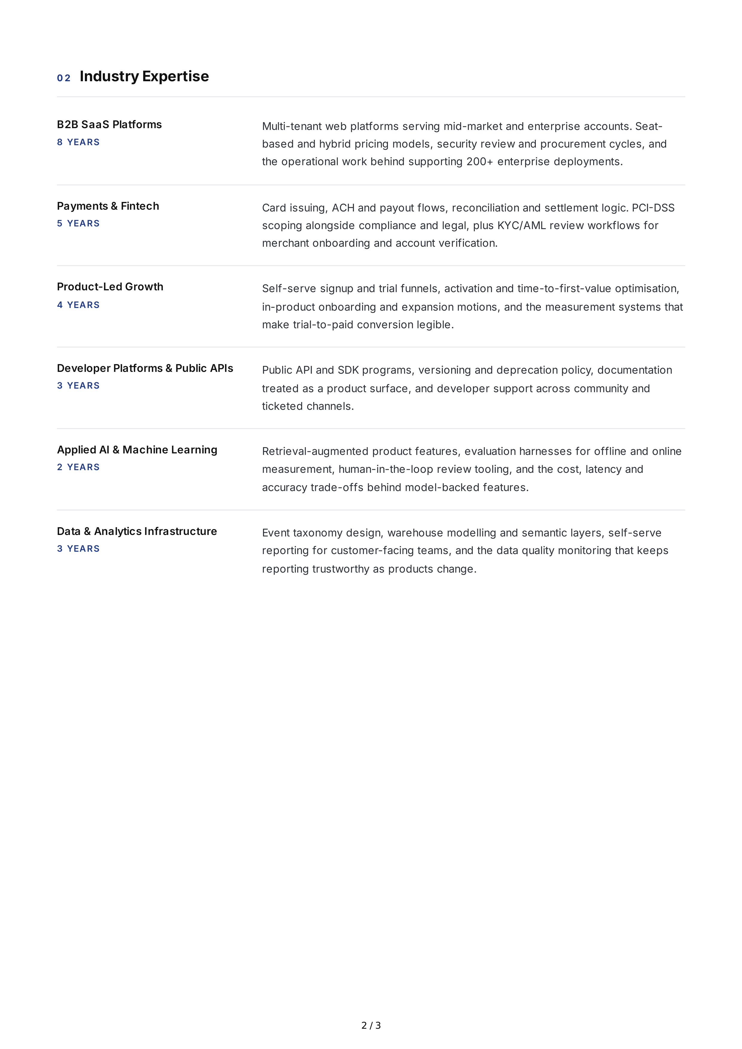 Industry Expertise Professional Goals — page 2