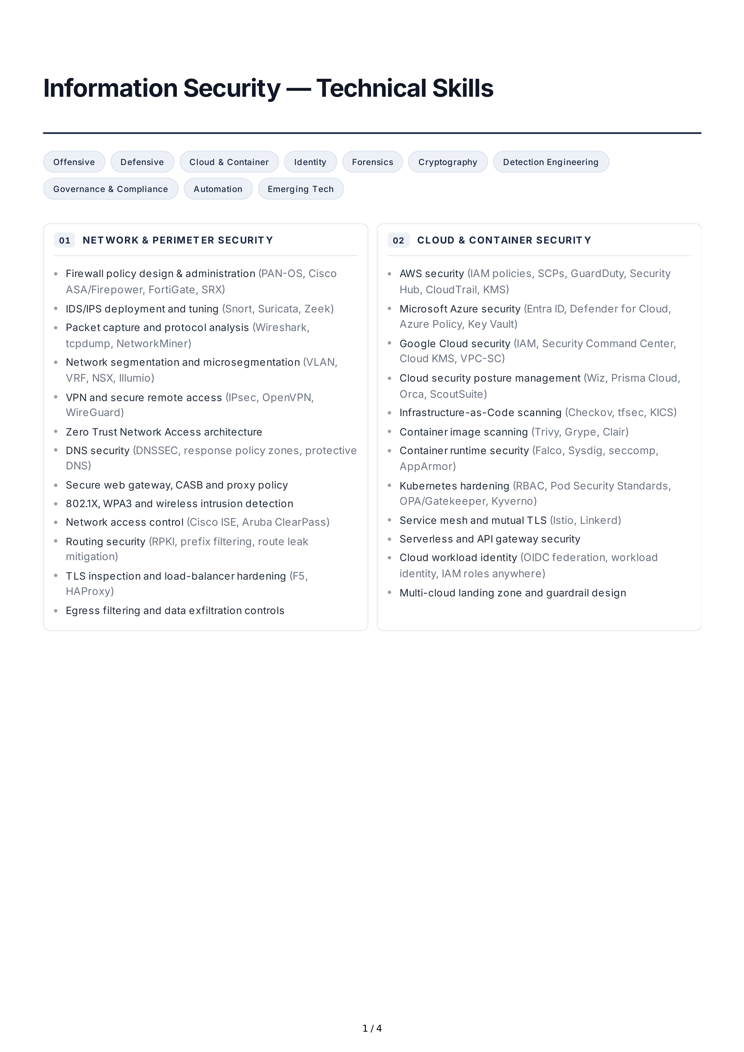 Information Security Technical Skills — page 1