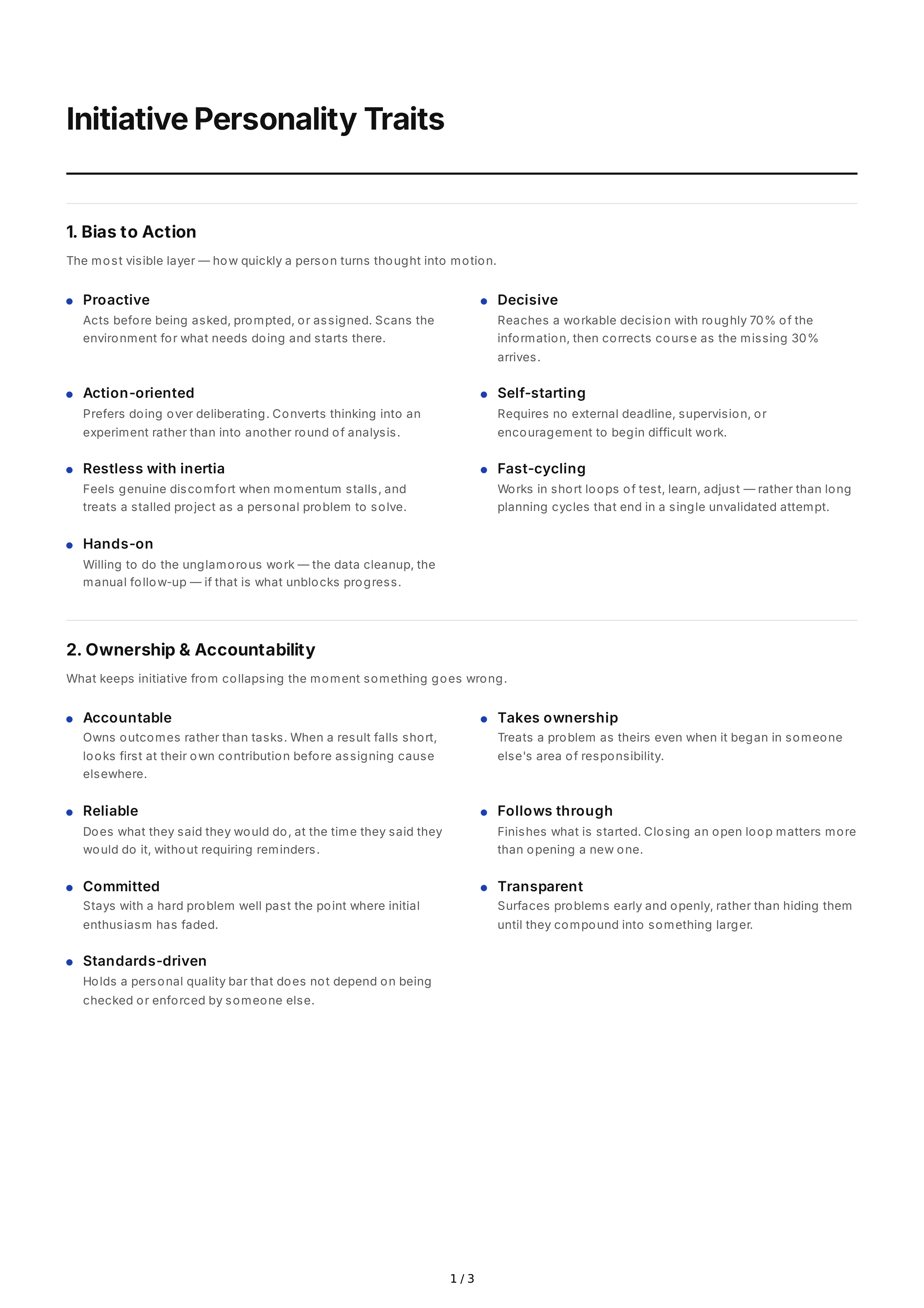Initiative Personality Traits — page 1