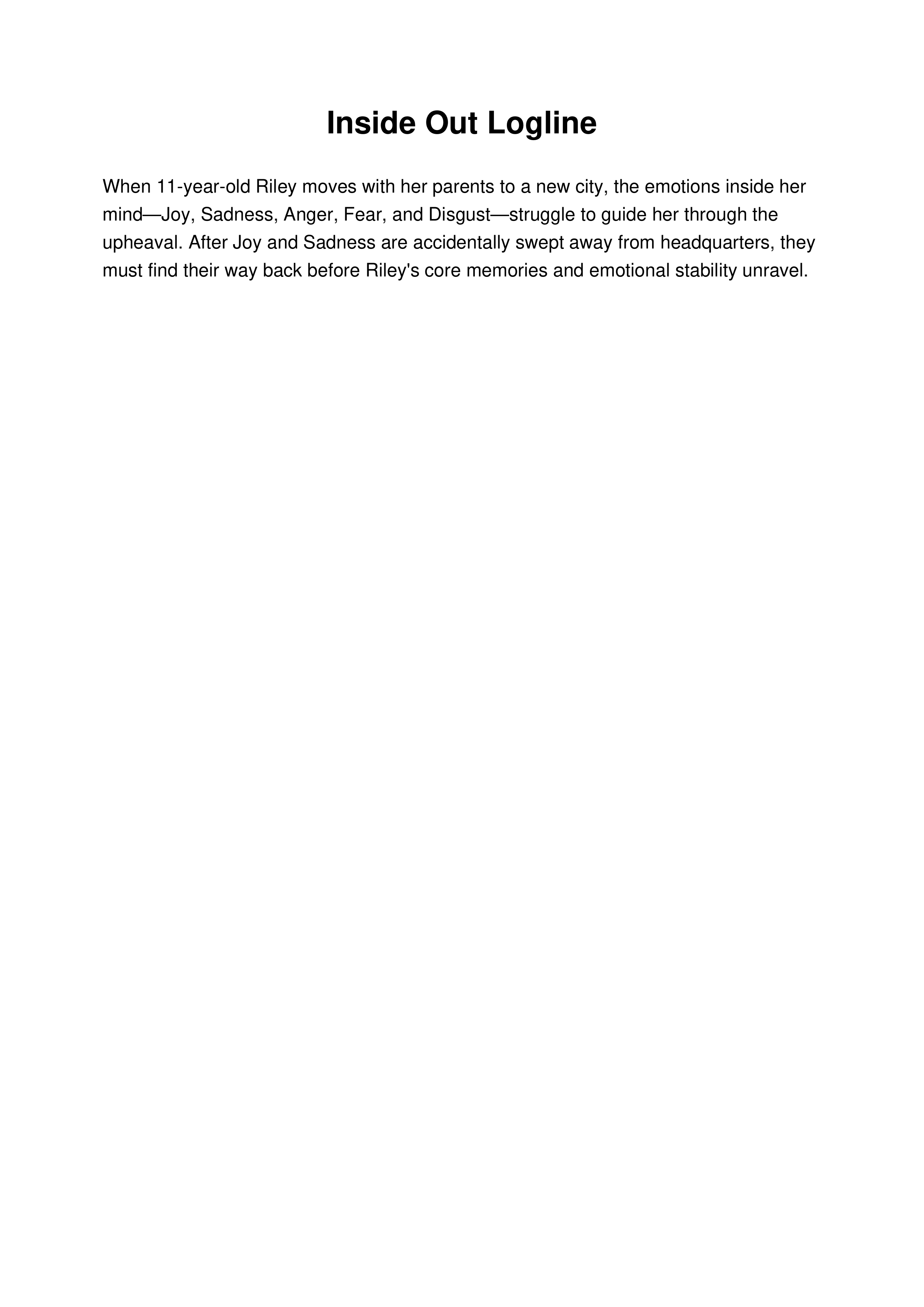 Inside Out Logline — page 1
