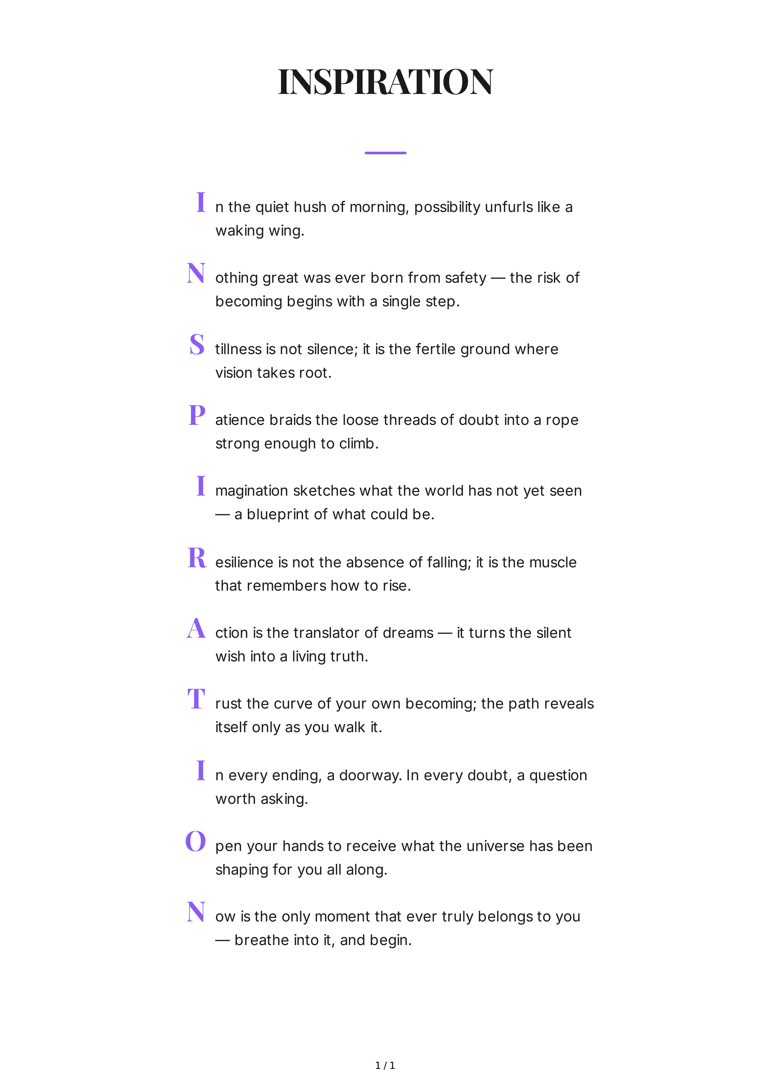 Inspiration Acrostic Poem — page 1