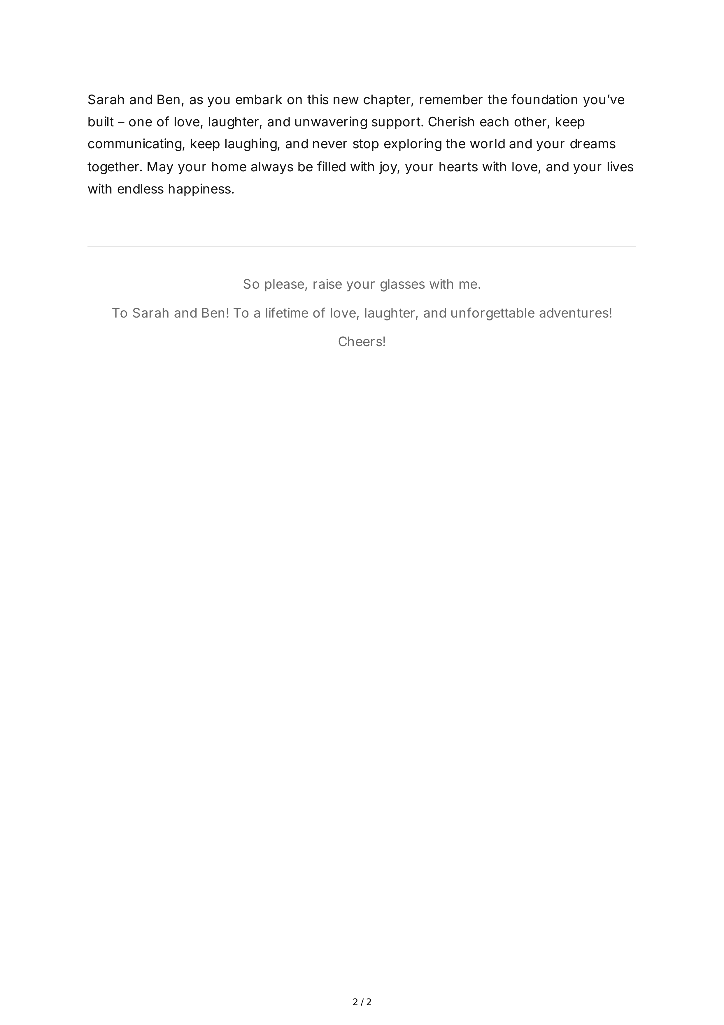Inspirational Maid of Honor Speech — page 2