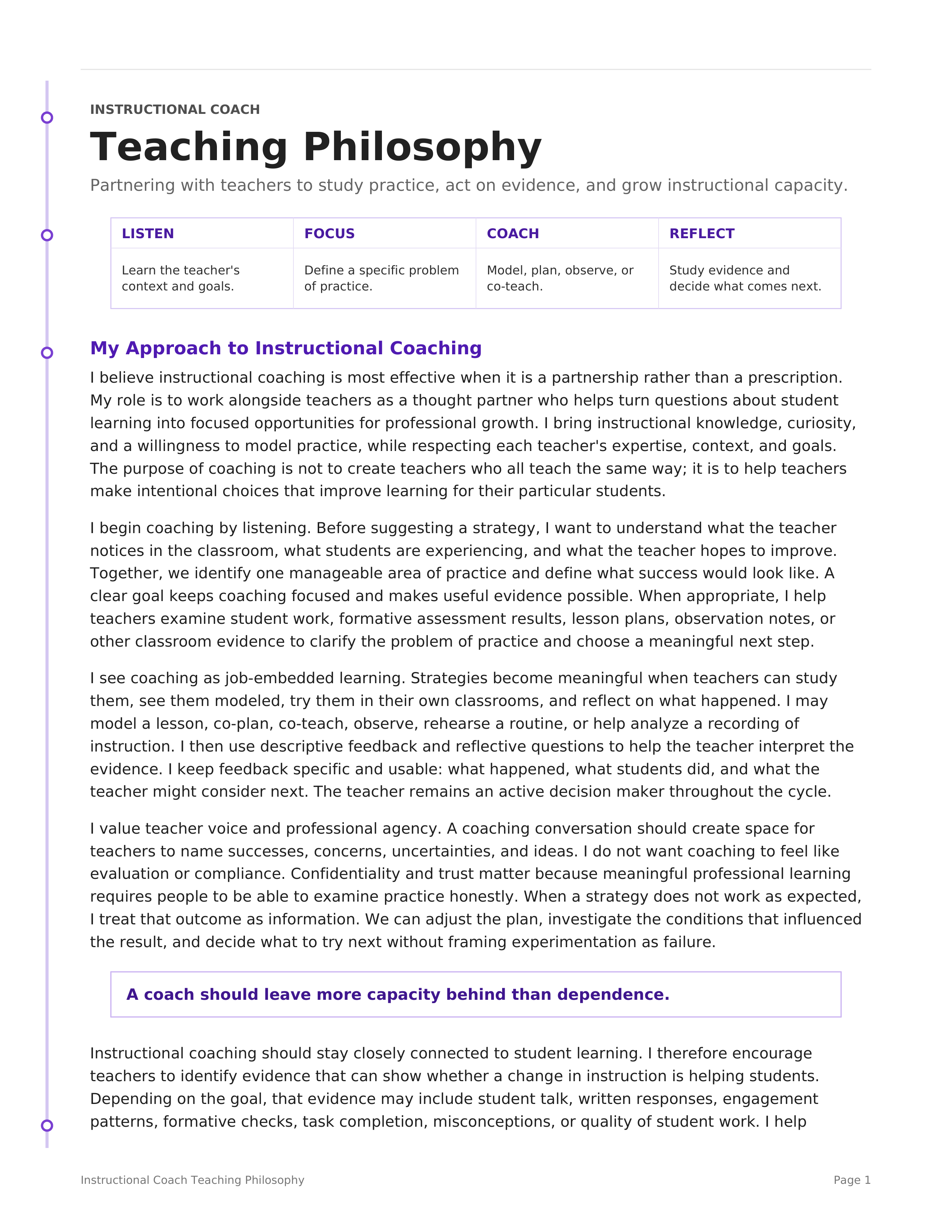 Instructional Coach Teaching Philosophy — page 1