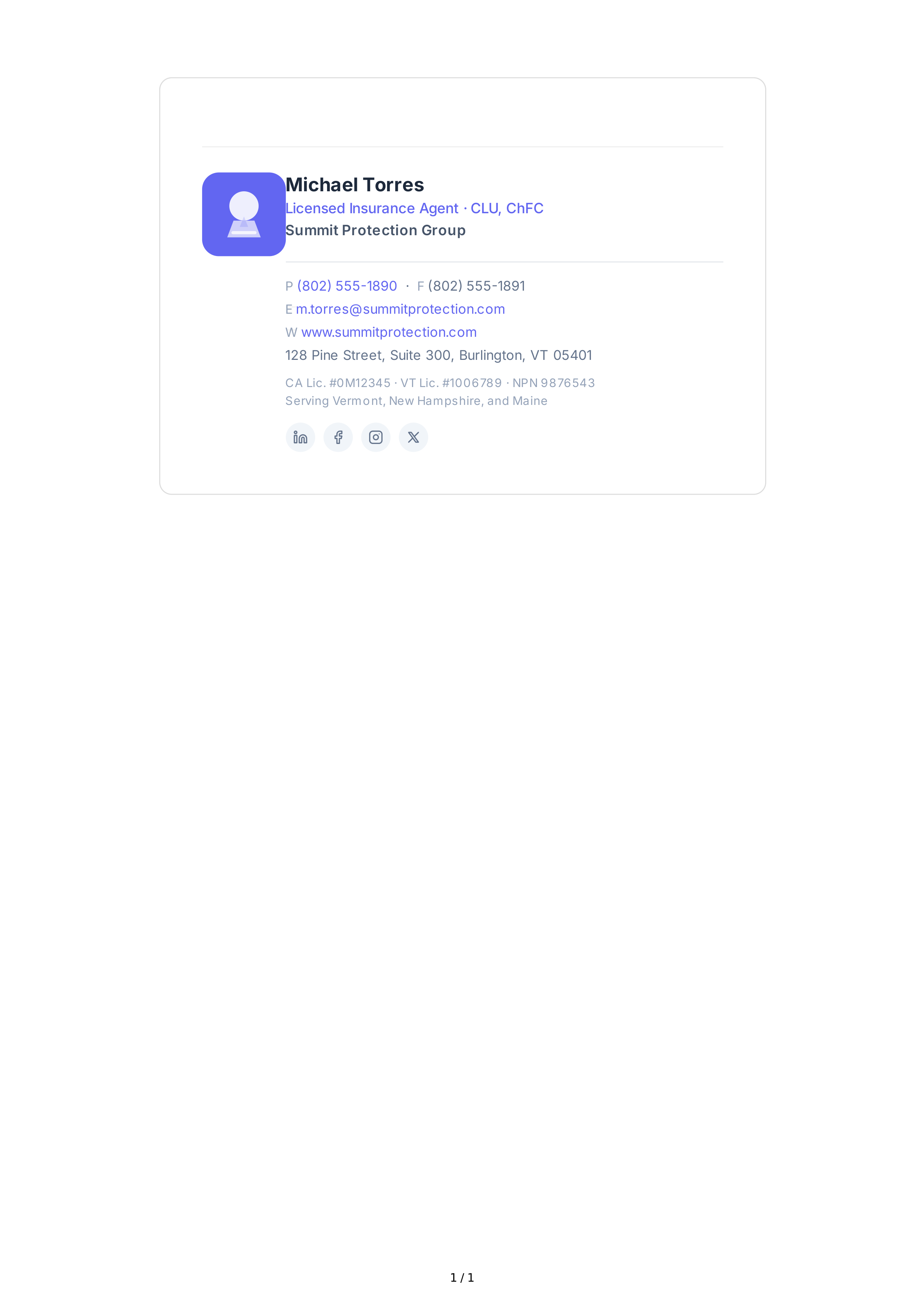 Insurance Agent Email Signature — page 1