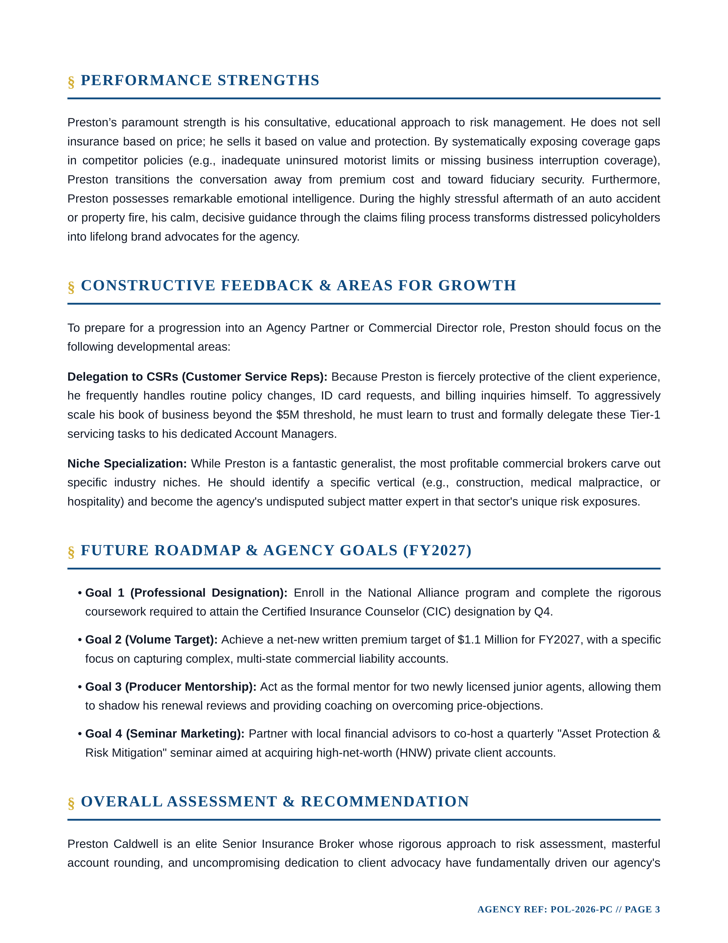 Insurance Agent Performance Review — page 3