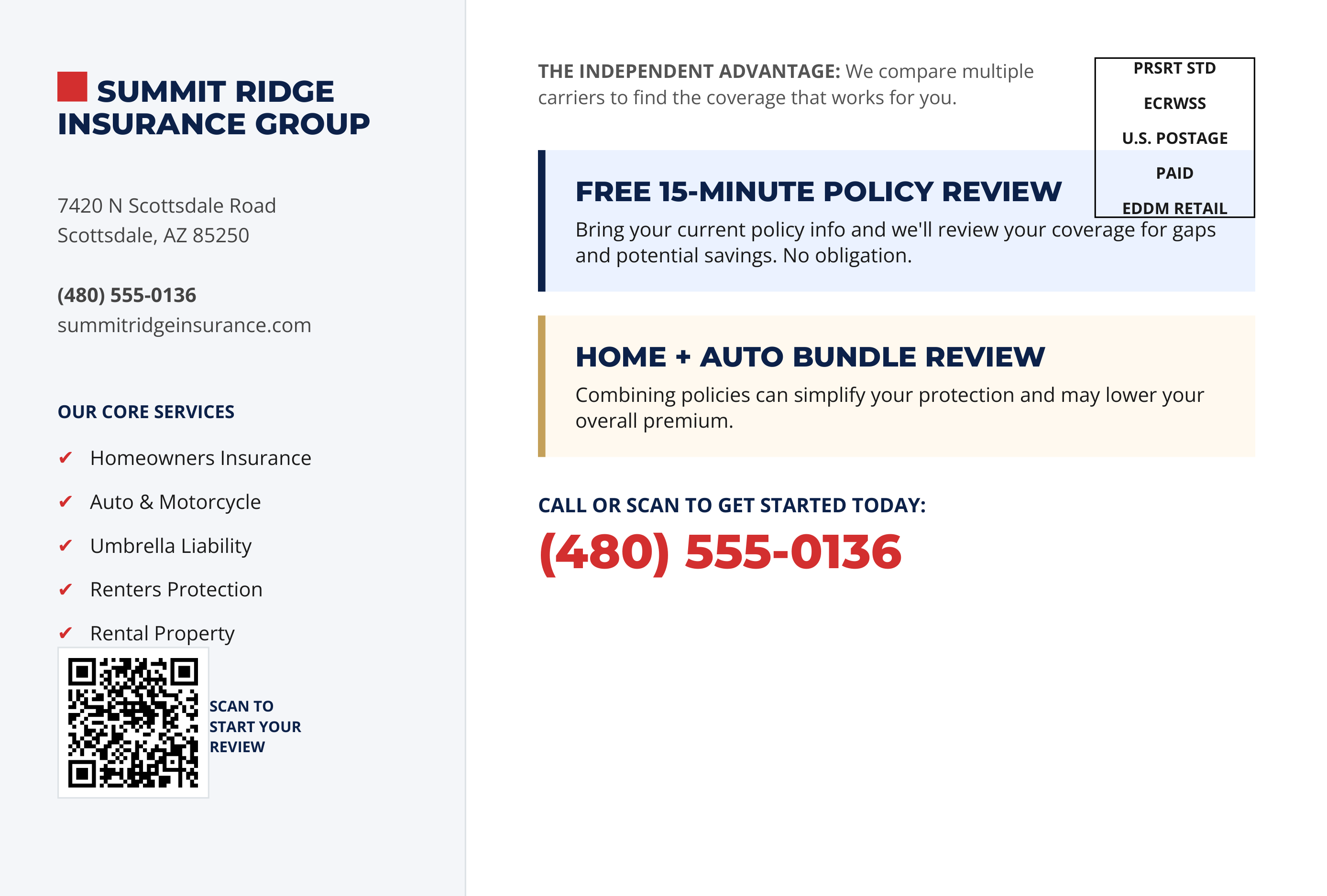 Insurance Multi-Line Policy Bundle Savings Postcard — page 2