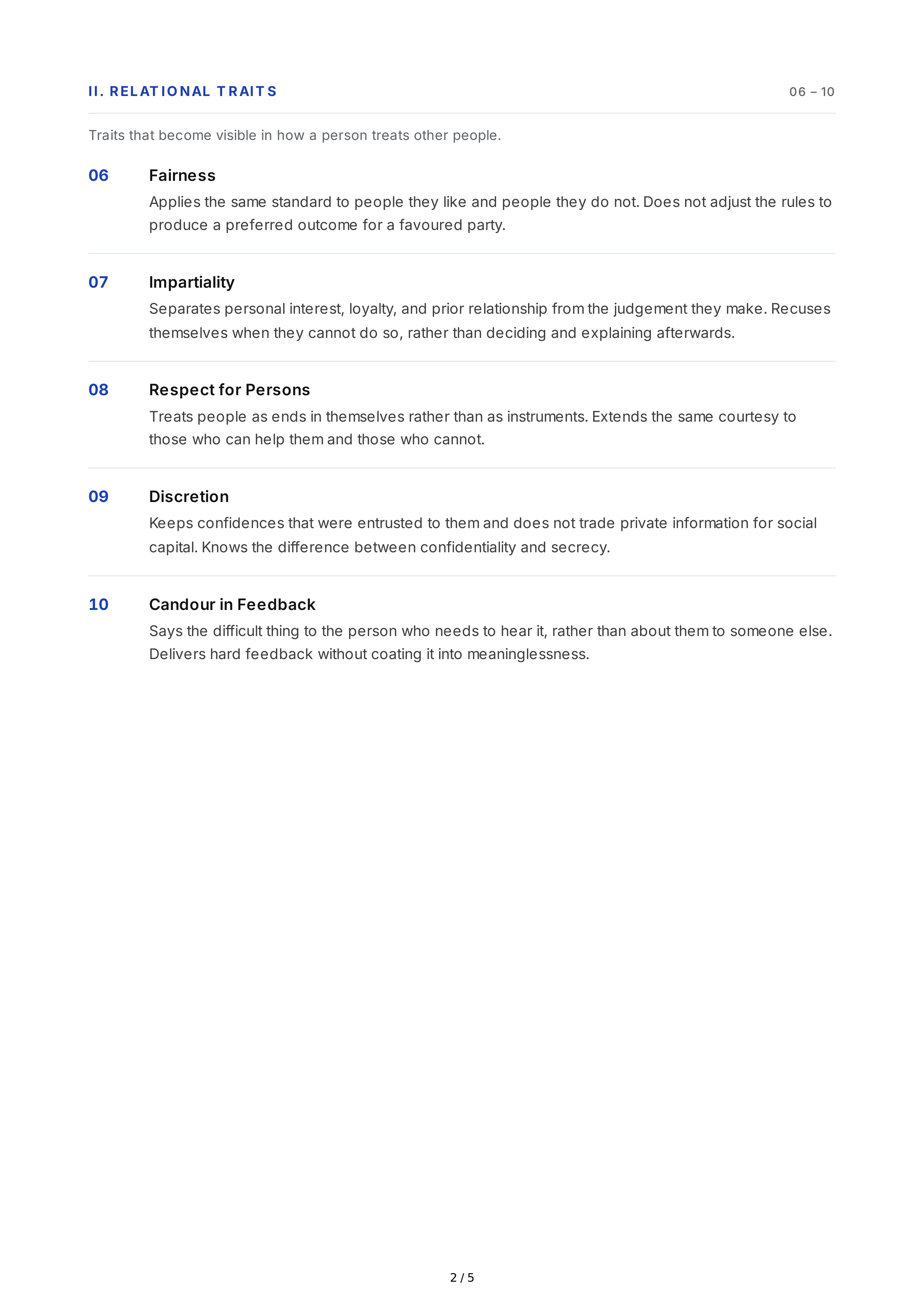 Integrity Personality Traits — page 2